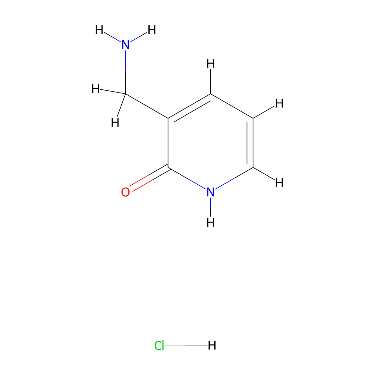 3-(Aminomethyl)-1,2-dihydropyridin-2-one hydrochloride molecular structure, CAS 85468-38-8