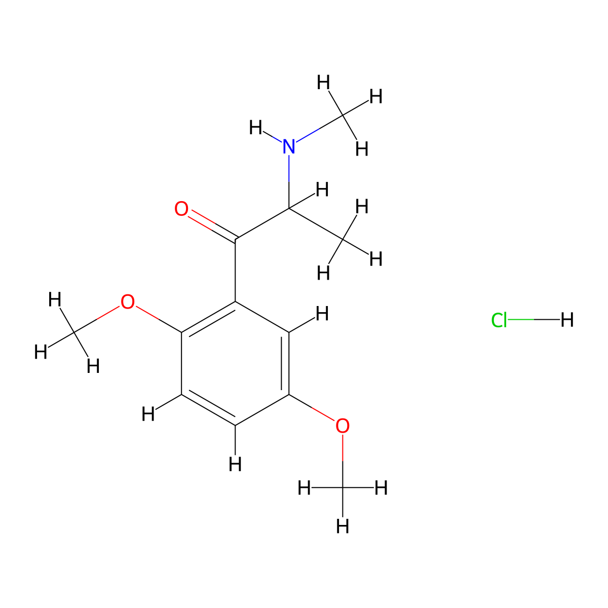 Dimethoxymethcathinone hydrochloride molecular structure, CAS 854685-49-7