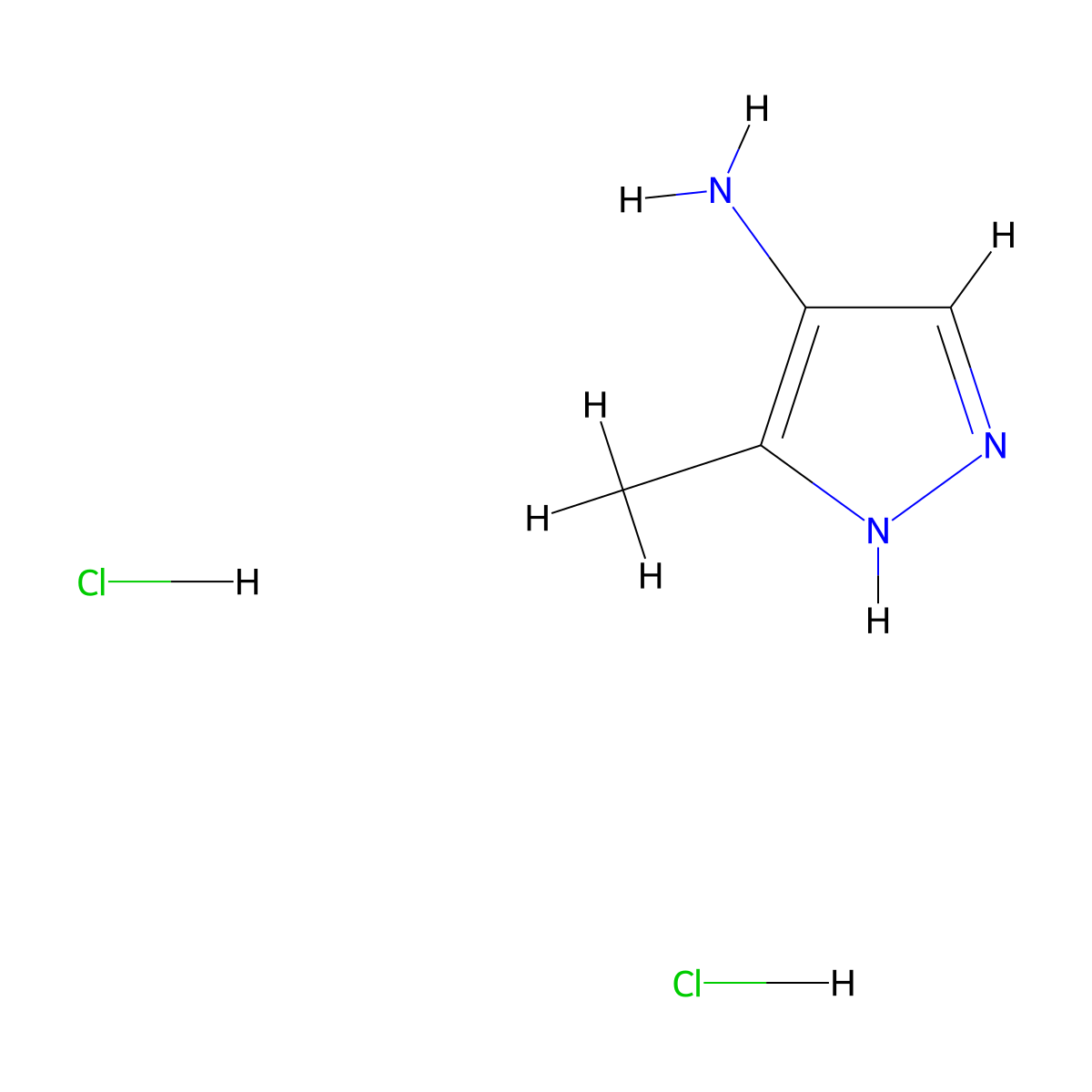3-methyl-1H-pyrazol-4-amine dihydrochloride molecular structure, CAS 854698-16-1