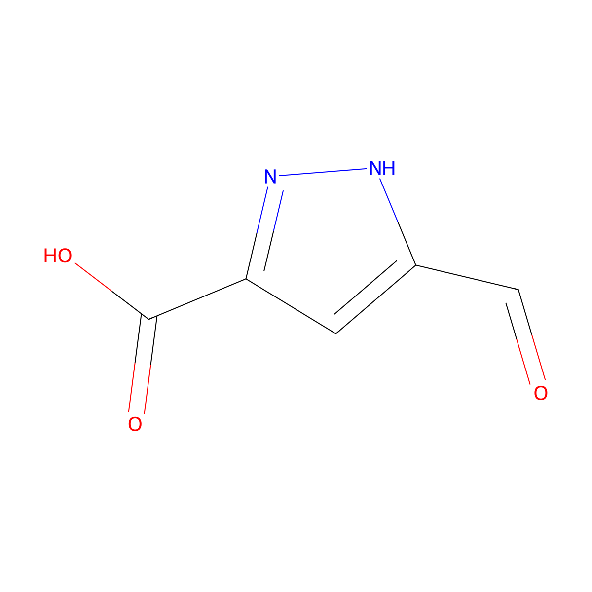 5-formyl-1H-pyrazole-3-carboxylic acid molecular structure, CAS 854699-16-4