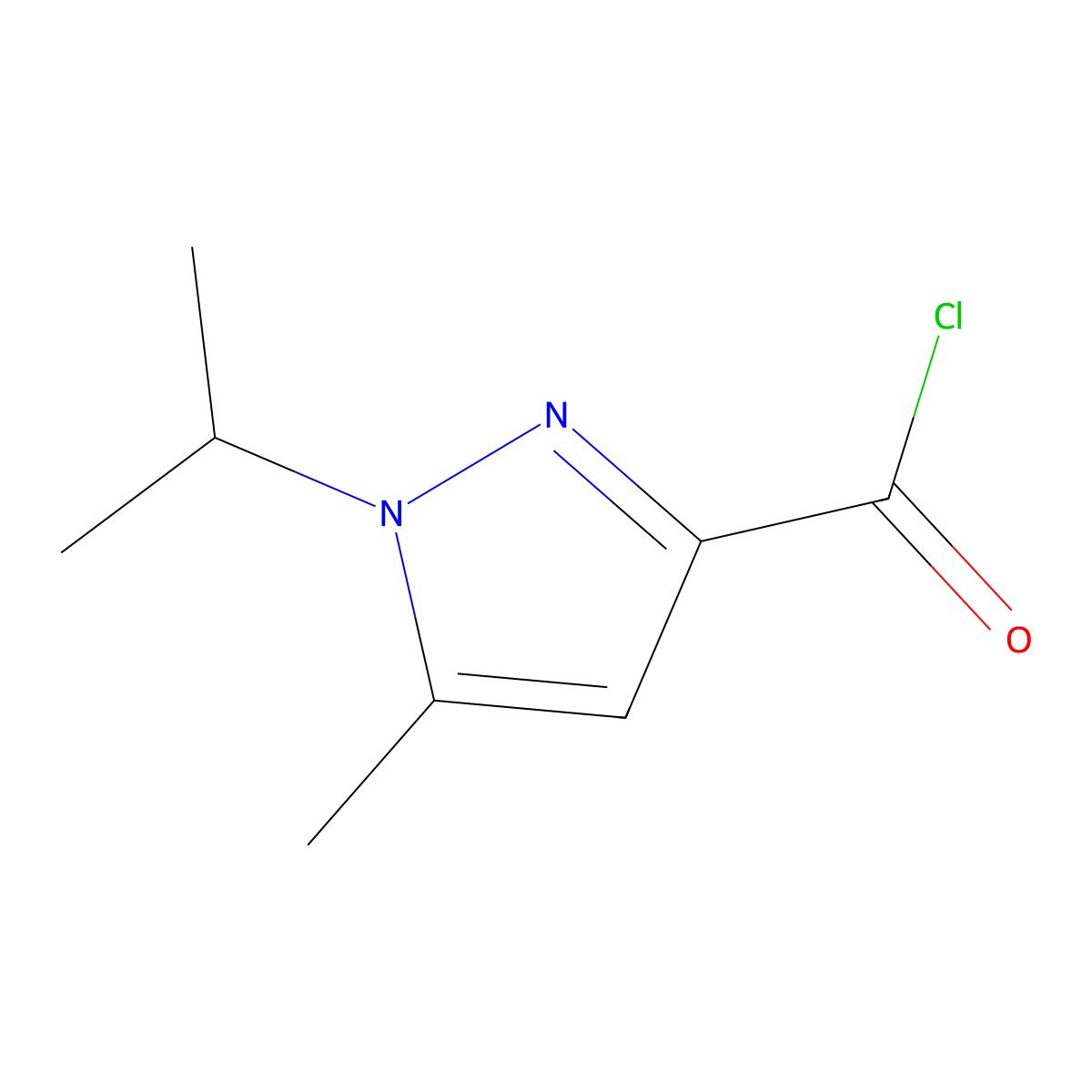 1-isopropyl-5-methyl-1H-pyrazole-3-carbonyl chloride molecular structure, CAS 854699-35-7