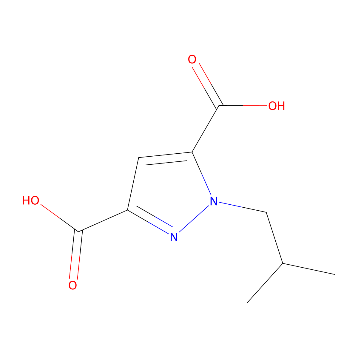 1-Isobutyl-1H-pyrazole-3,5-dicarboxylic acid molecular structure, CAS 854699-64-2
