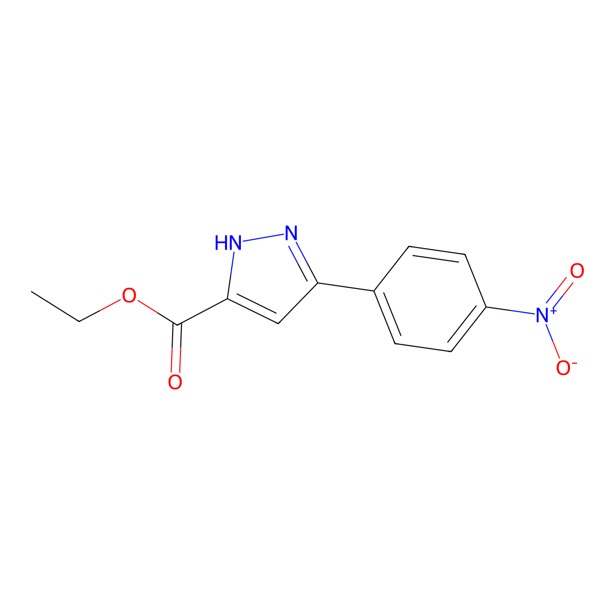 Ethyl 5-(4-nitrophenyl)-1H-pyrazole-3-carboxylate molecular structure, CAS 854700-38-2