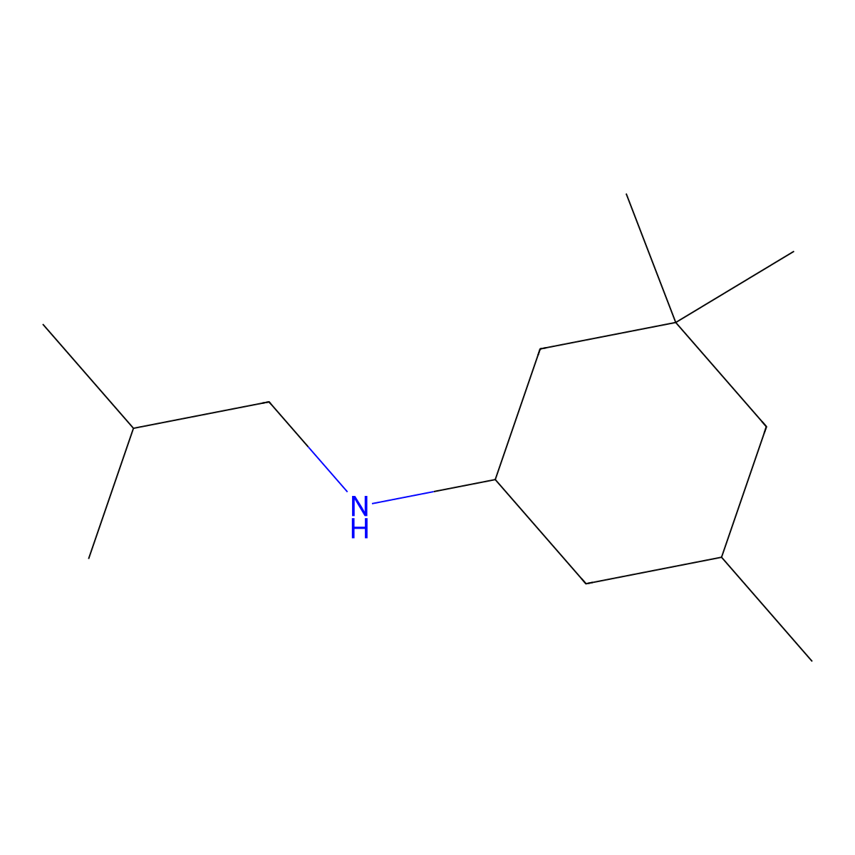 3,3,5-trimethyl-N-(2-methylpropyl)cyclohexan-1-amine molecular structure, CAS 854728-51-1