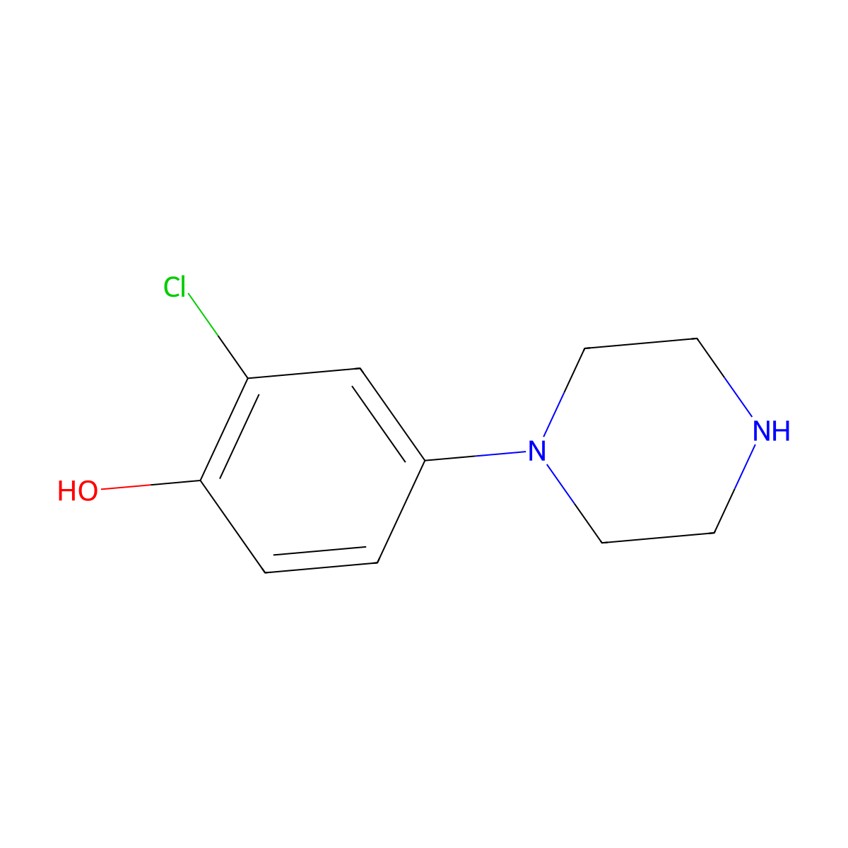 2-Chloro-4-(1-piperazinyl)phenol molecular structure, CAS 85474-76-6