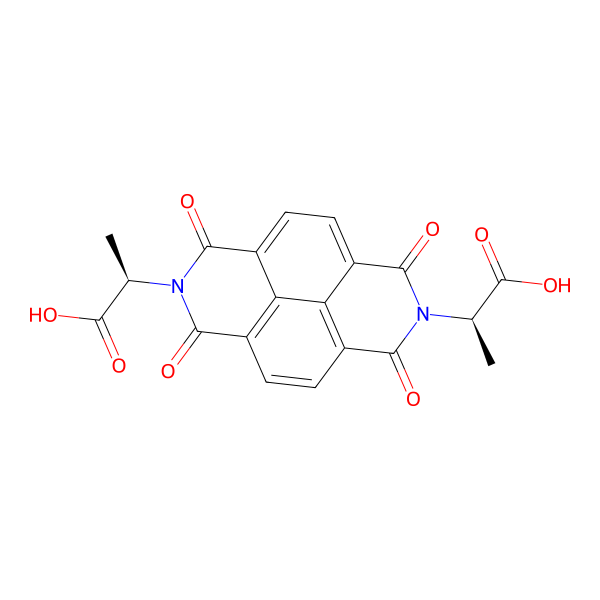 (2R,2'R)-2,2'-(1,3,6,8-Tetraoxo-1,3,6,8-tetrahydrobenzo[lmn][3,8]phenanthroline-2,7-diyl)dipropionic acid molecular structure, CAS 854748-93-9
