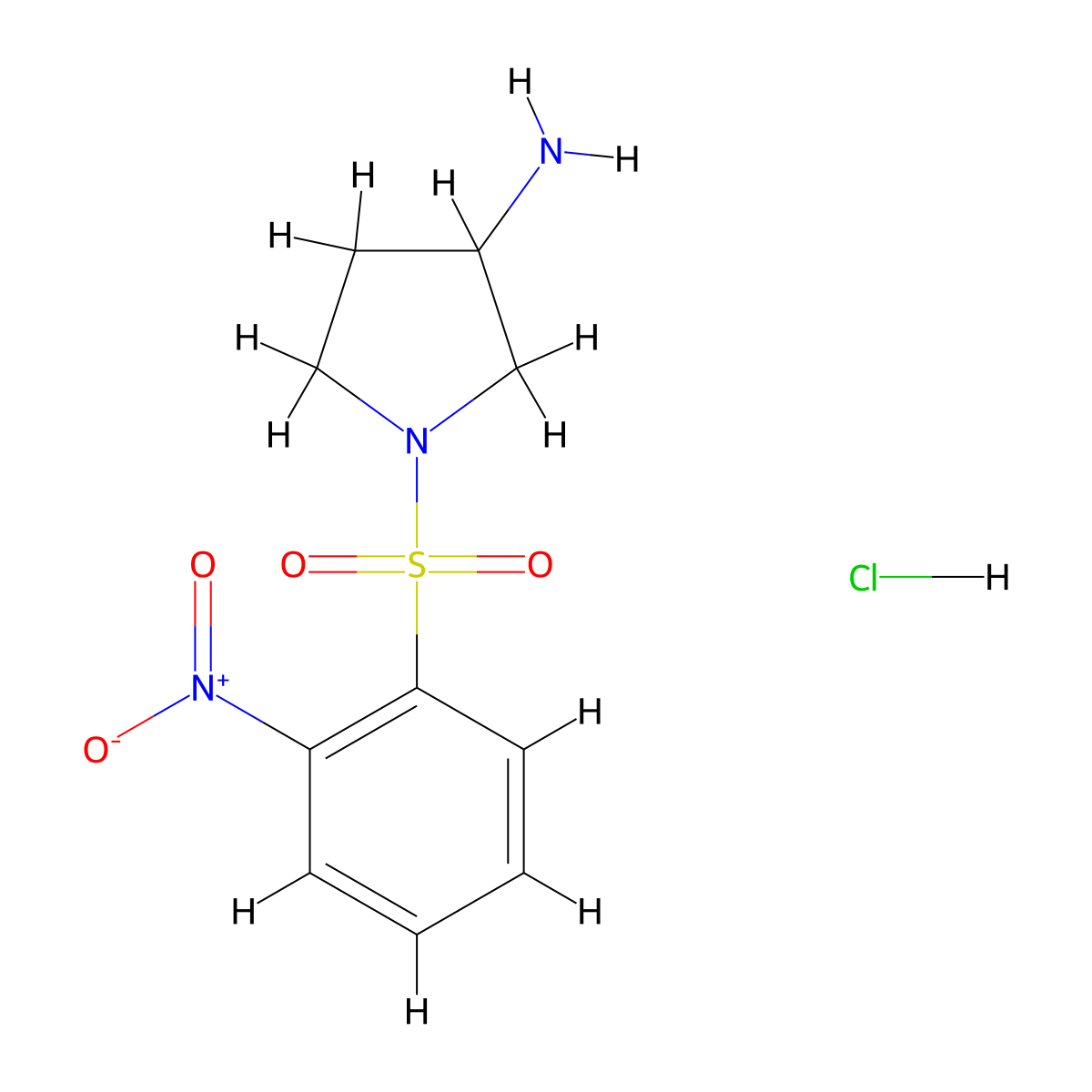 1-((2-Nitrophenyl)sulfonyl)pyrrolidin-3-amine hydrochloride molecular structure, CAS 854750-90-6