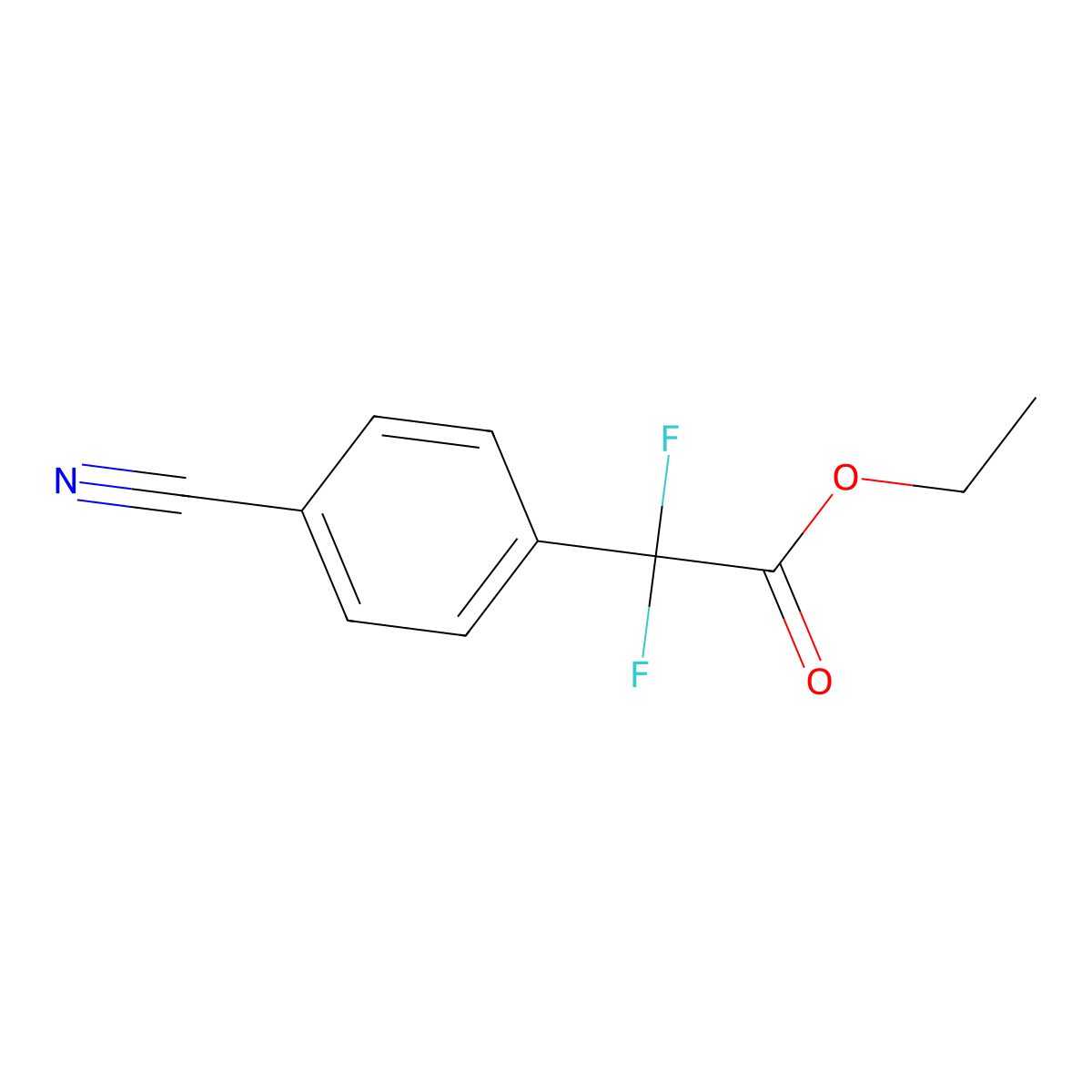 Ethyl 2-(4-cyanophenyl)-2,2-difluoroacetate molecular structure, CAS 854778-10-2