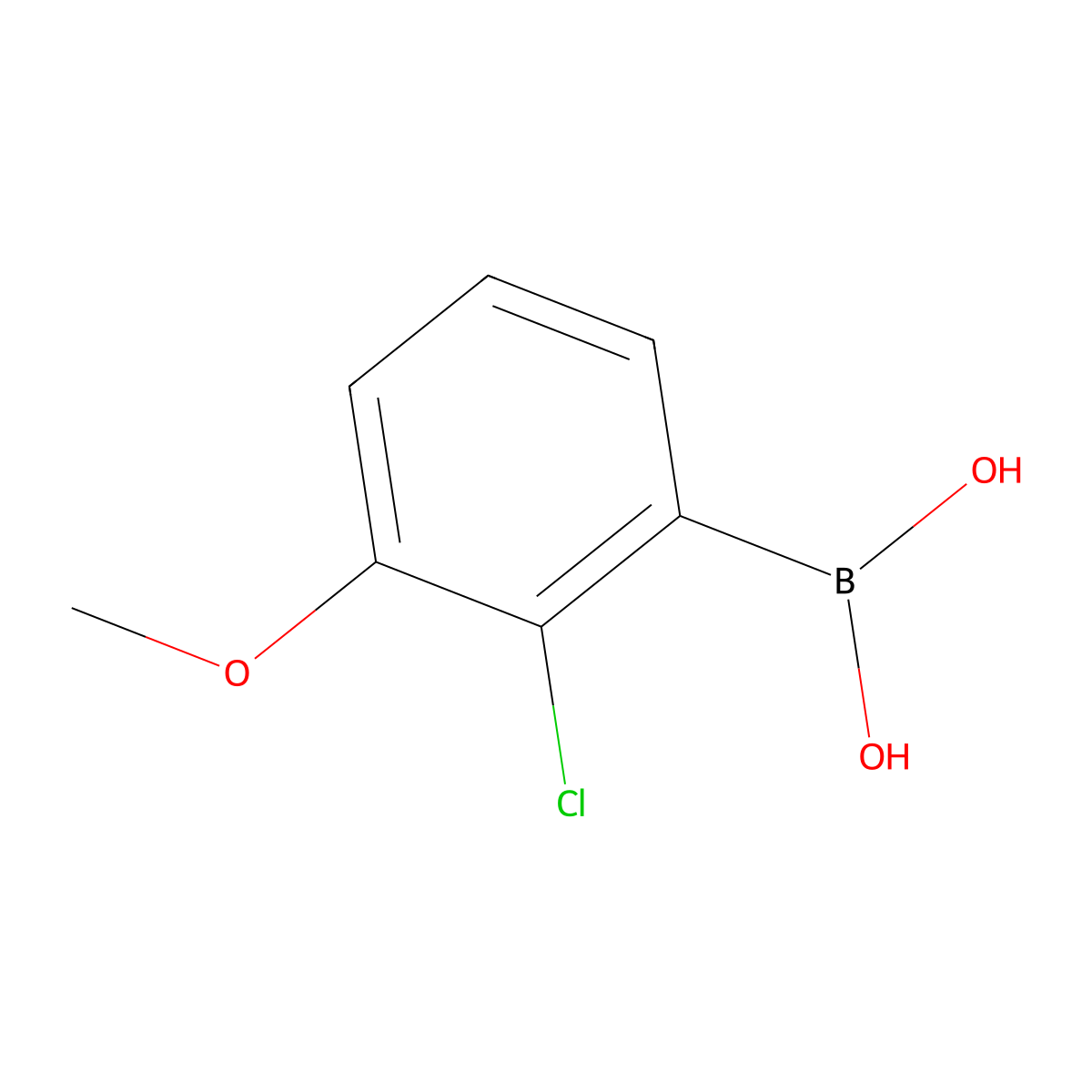 (2-Chloro-3-methoxyphenyl)boronic acid molecular structure, CAS 854778-30-6