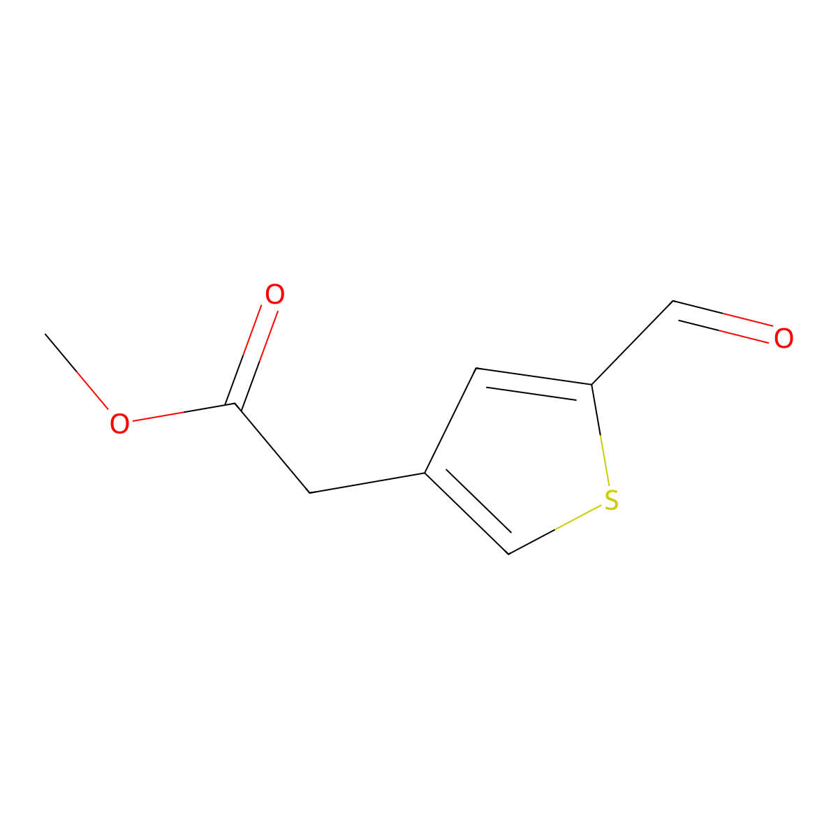 Methyl 2-(5-formylthiophen-3-yl)acetate molecular structure, CAS 854778-57-7
