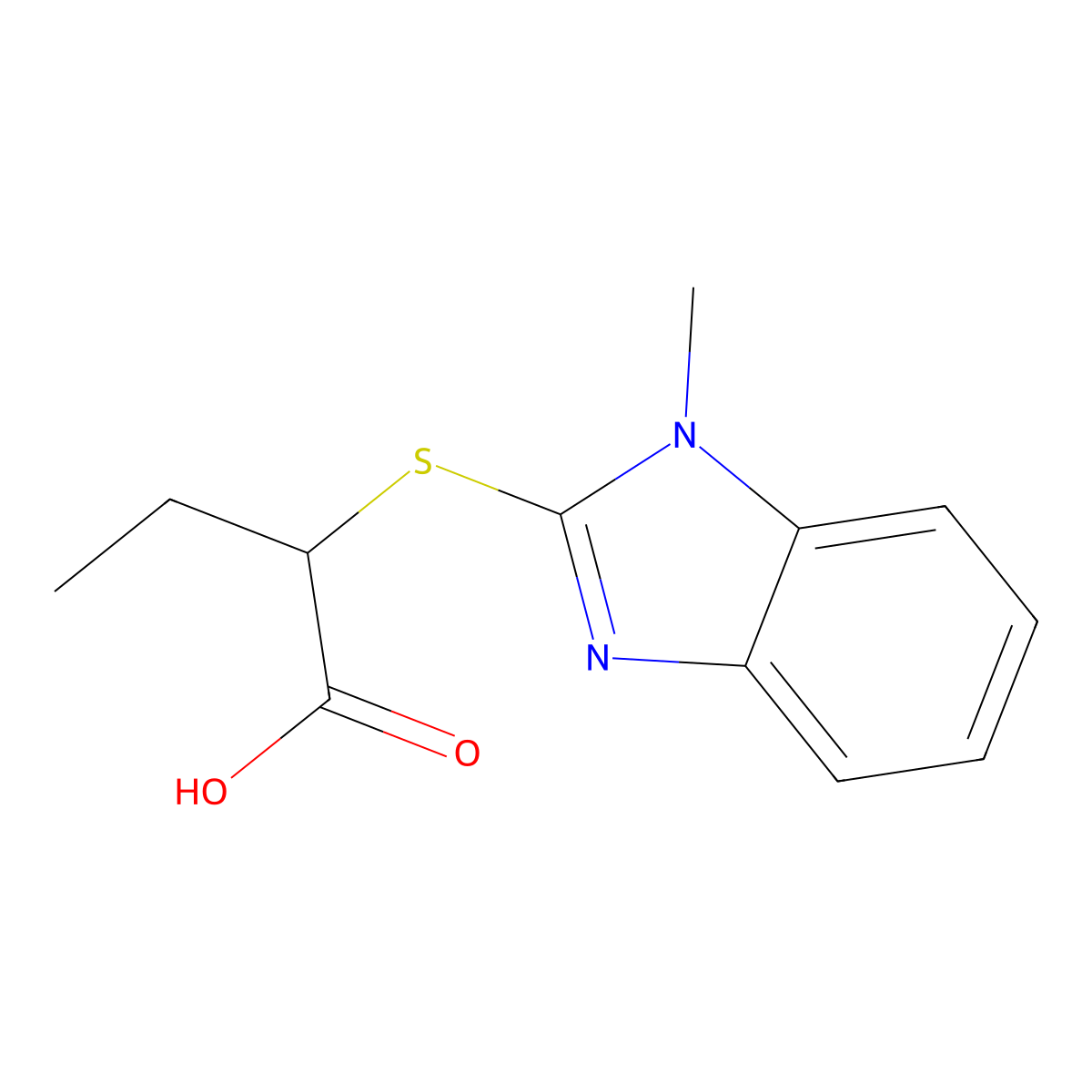 2-[(1-Methyl-1H-benzimidazol-2-yl)thio]-butanoic acid molecular structure, CAS 854855-87-1