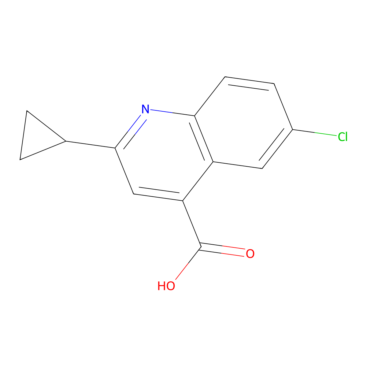 6-Chloro-2-cyclopropylquinoline-4-carboxylic acid molecular structure, CAS 854860-15-4