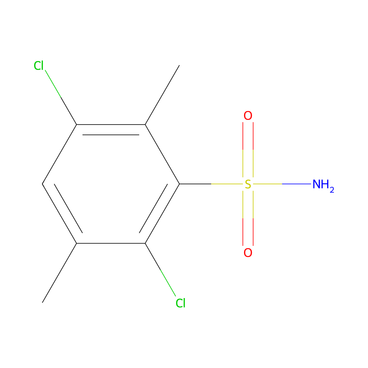 2,5-Dichloro-3,6-dimethylbenzene-1-sulfonamide molecular structure, CAS 854860-92-7