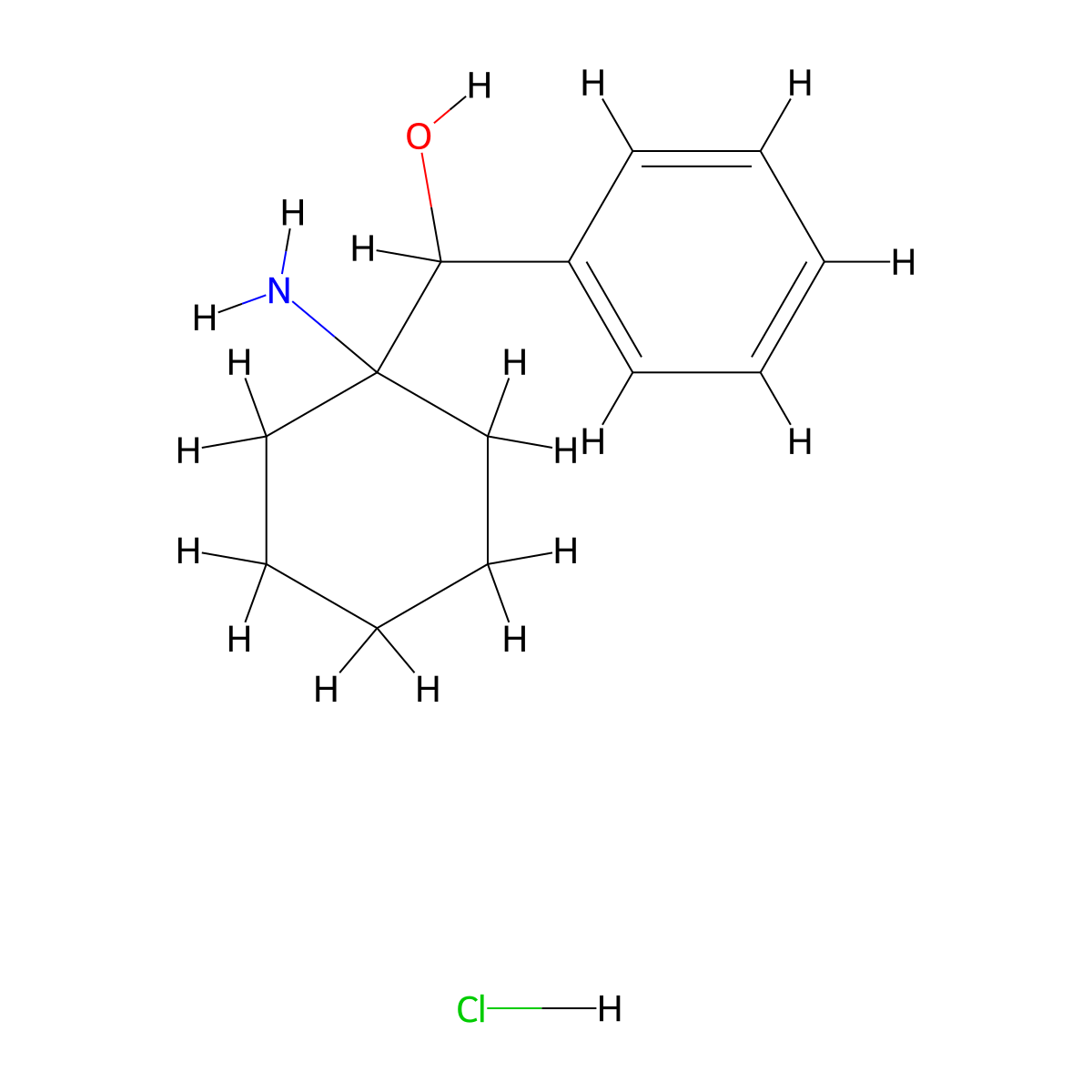 (1-Aminocyclohexyl)(phenyl)methanol hydrochloride molecular structure, CAS 854885-41-9