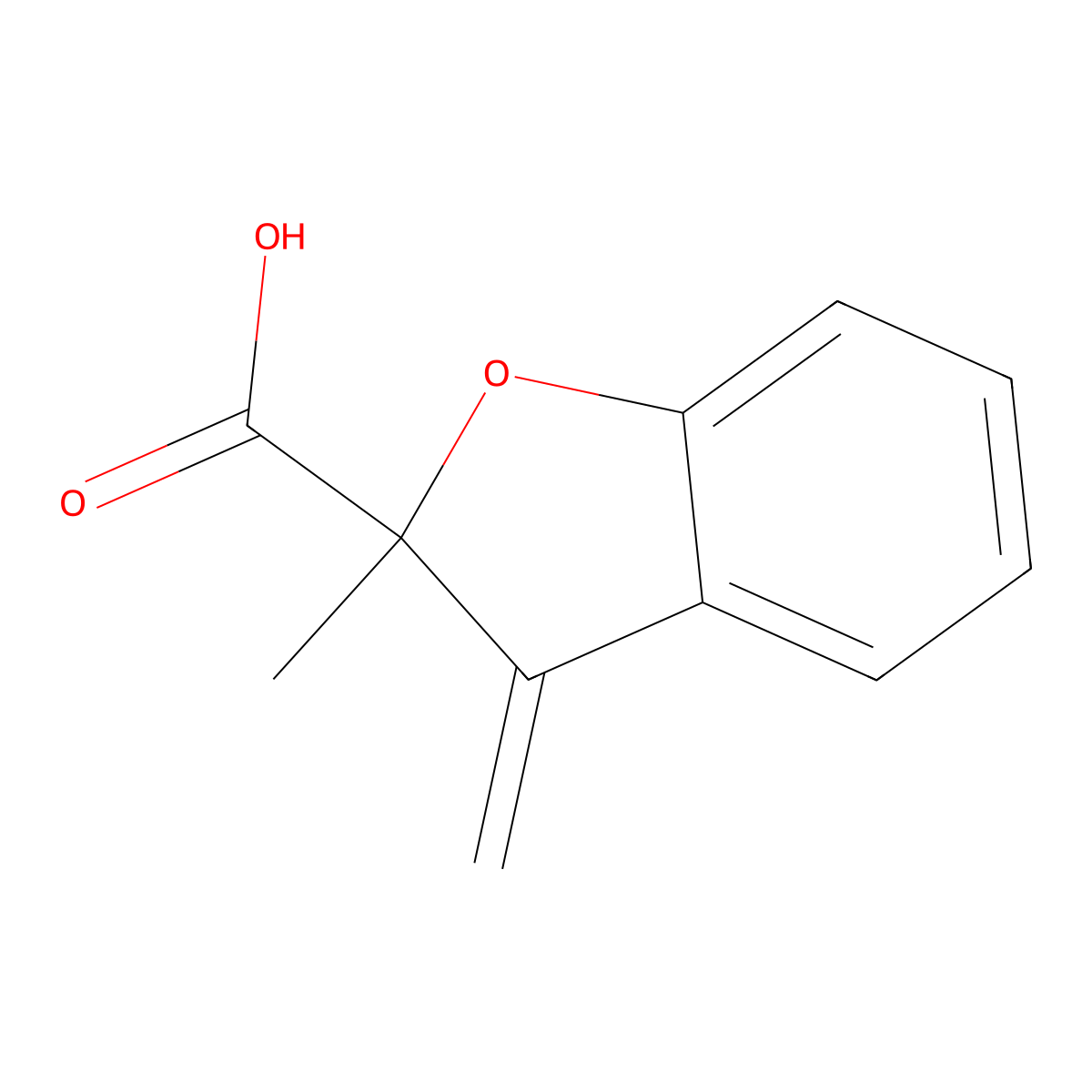 2-Methyl-3-methylene-2,3-dihydrobenzofuran-2-carboxylic acid molecular structure, CAS 854898-21-8