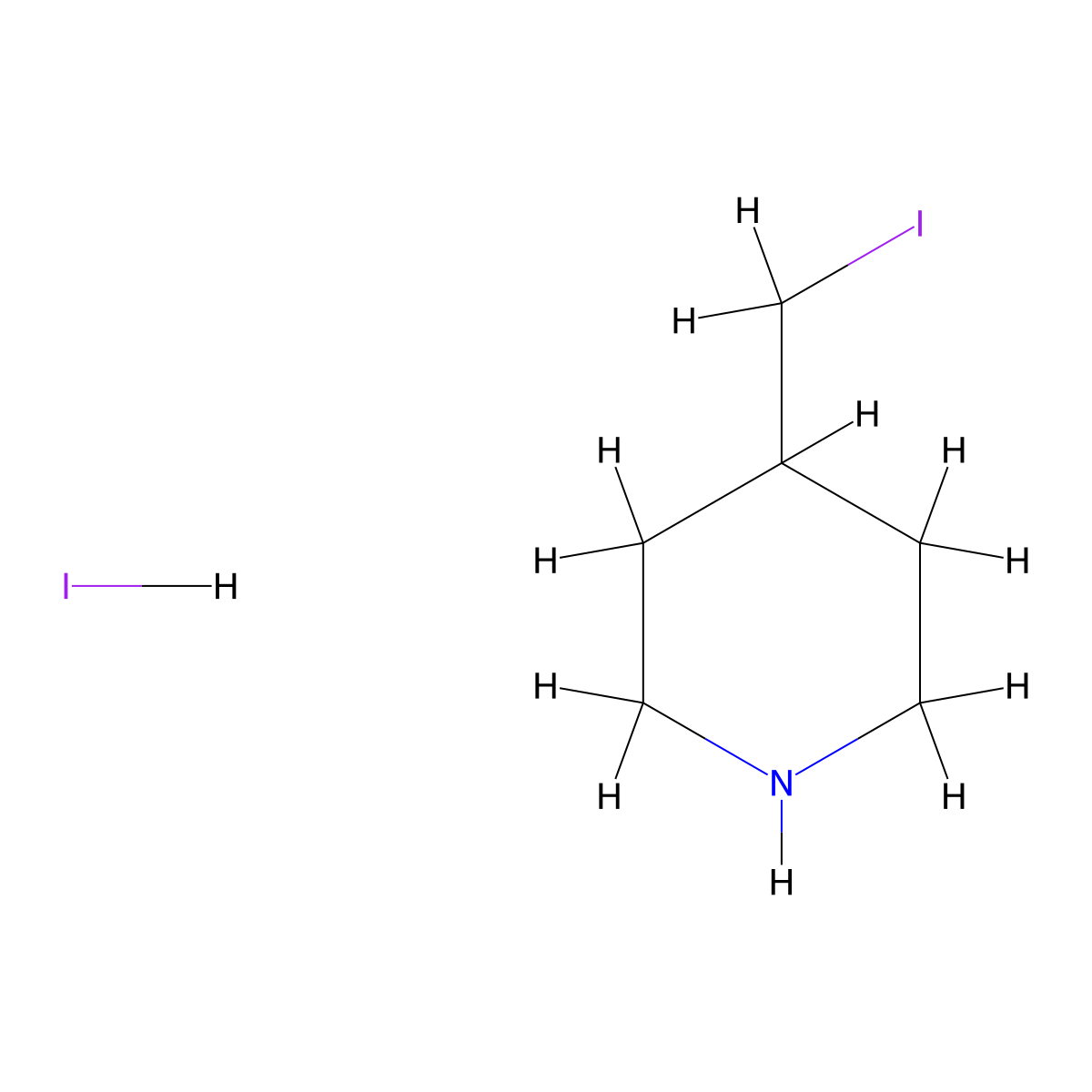 4-(Iodomethyl)piperidine hydroiodide molecular structure, CAS 854904-32-8