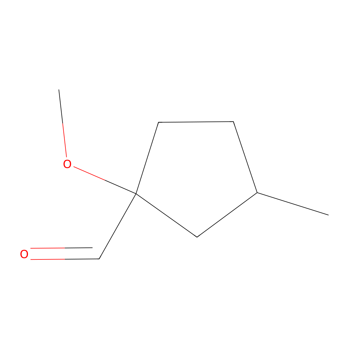 1-Methoxy-3-methylcyclopentane-1-carbaldehyde molecular structure, CAS 854915-94-9