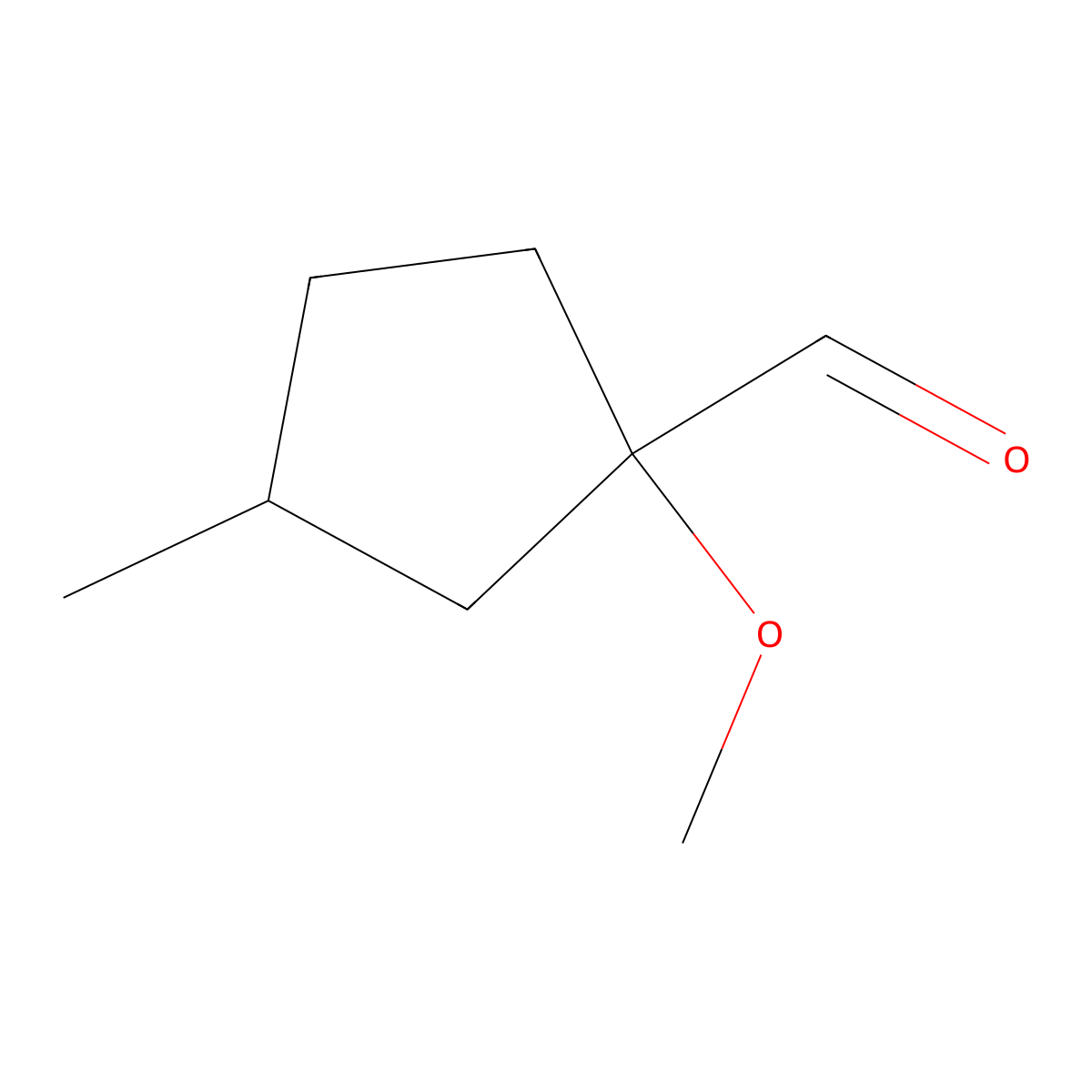 1-Methoxy-3-methylcyclopentane-1-carbaldehyde molecular structure, CAS 854915-94-9
