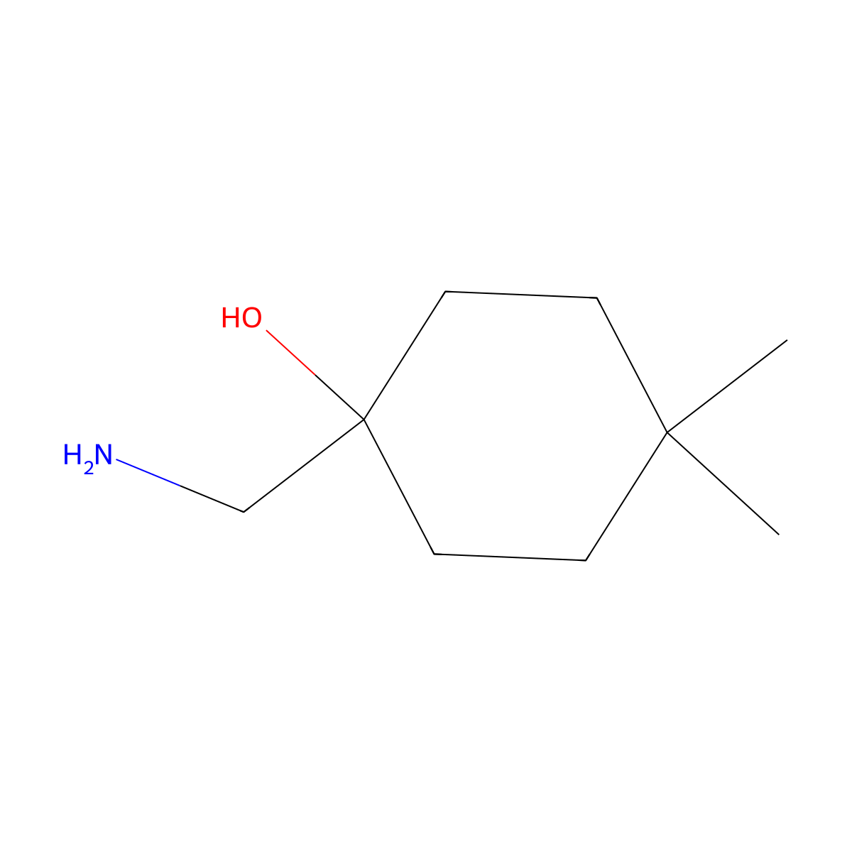 1-(Aminomethyl)-4,4-dimethylcyclohexan-1-ol molecular structure, CAS 854919-87-2