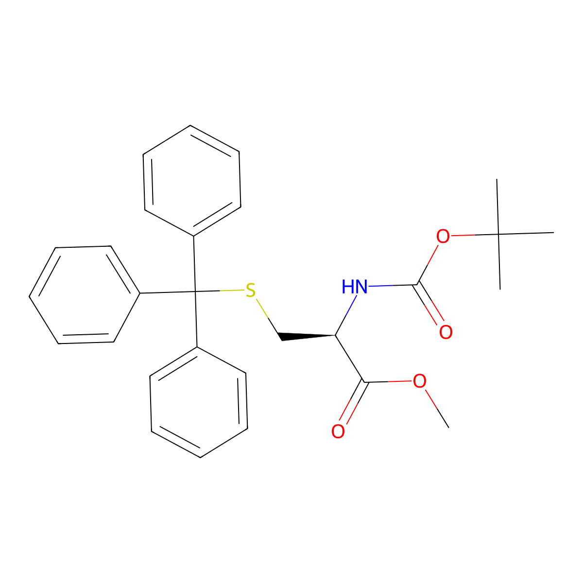 methyl (2S)-2-{[(tert-butoxy)carbonyl]amino}-3-[(triphenylmethyl)sulfanyl]propanoate molecular structure, CAS 854938-42-4