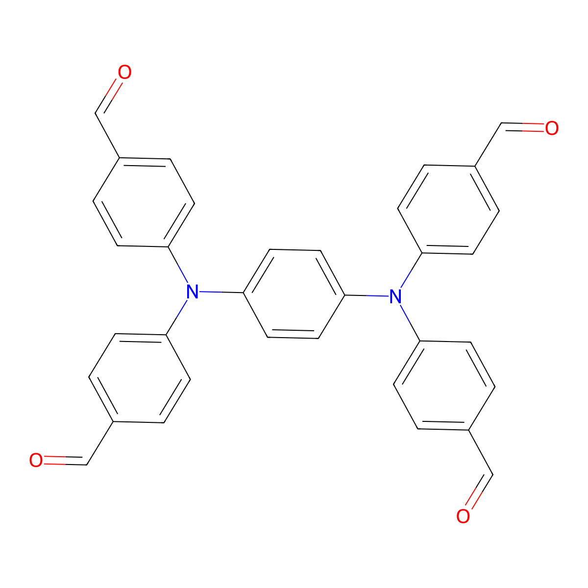 4,4',4'',4'''-(1,4-Phenylenebis(azanetriyl))tetrabenzaldehyde molecular structure, CAS 854938-59-3
