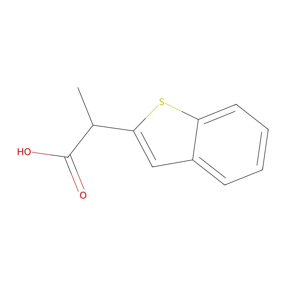 2-(1-Benzothiophen-2-yl)propanoic acid molecular structure, CAS 85494-05-9