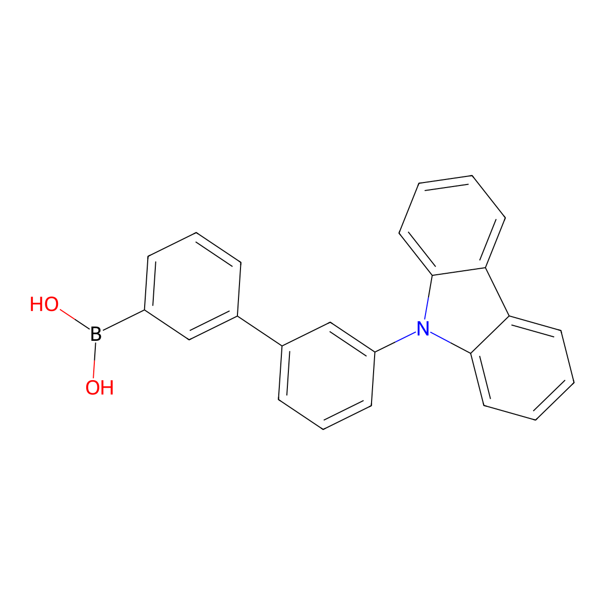 (3'-(9H-Carbazol-9-yl)-[1,1'-biphenyl]-3-yl)boronic acid molecular structure, CAS 854952-42-4