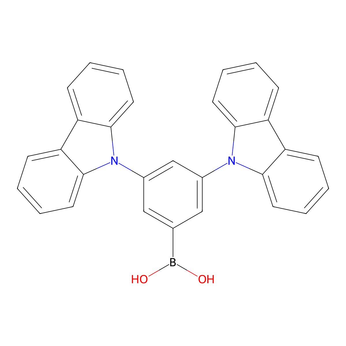 (3,5-Di(9H-carbazol-9-yl)phenyl)boronic acid molecular structure, CAS 854952-51-5