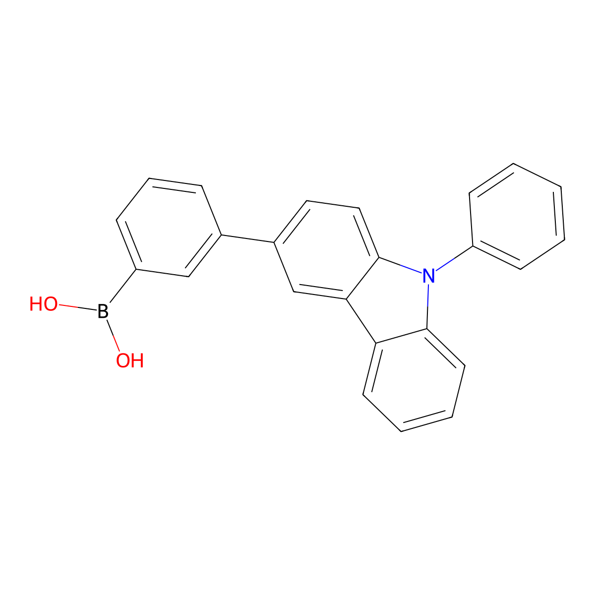 3-(9-phenyl-9H-carbazol-3-yl)phenylboronic acid molecular structure, CAS 854952-60-6