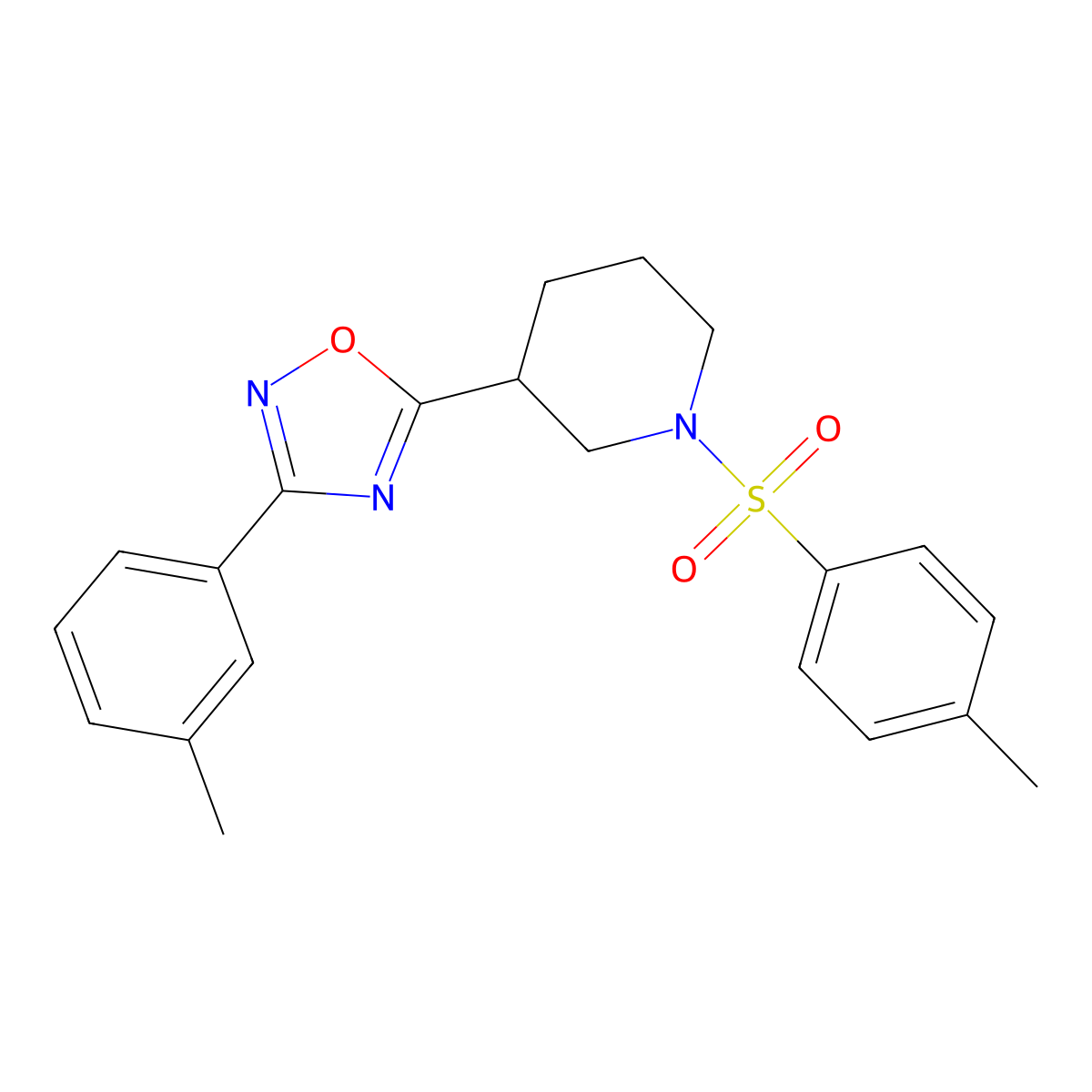 3-(m-Tolyl)-5-(1-tosylpiperidin-3-yl)-1,2,4-oxadiazole molecular structure, CAS 854955-03-6