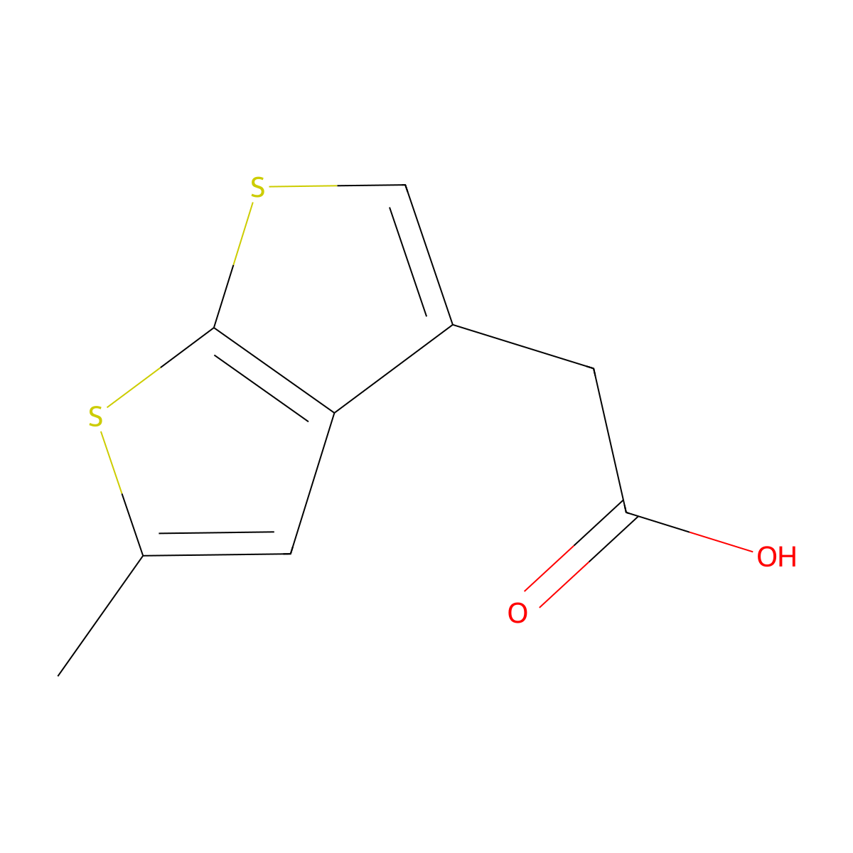 2-{5-Methylthieno[2,3-b]thiophen-3-yl}acetic acid molecular structure, CAS 85504-38-7