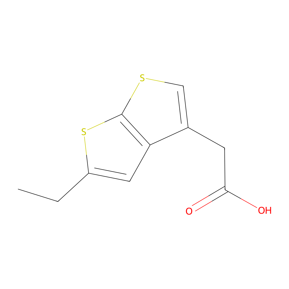 2-{5-Ethylthieno[2,3-b]thiophen-3-yl}acetic acid molecular structure, CAS 85504-39-8