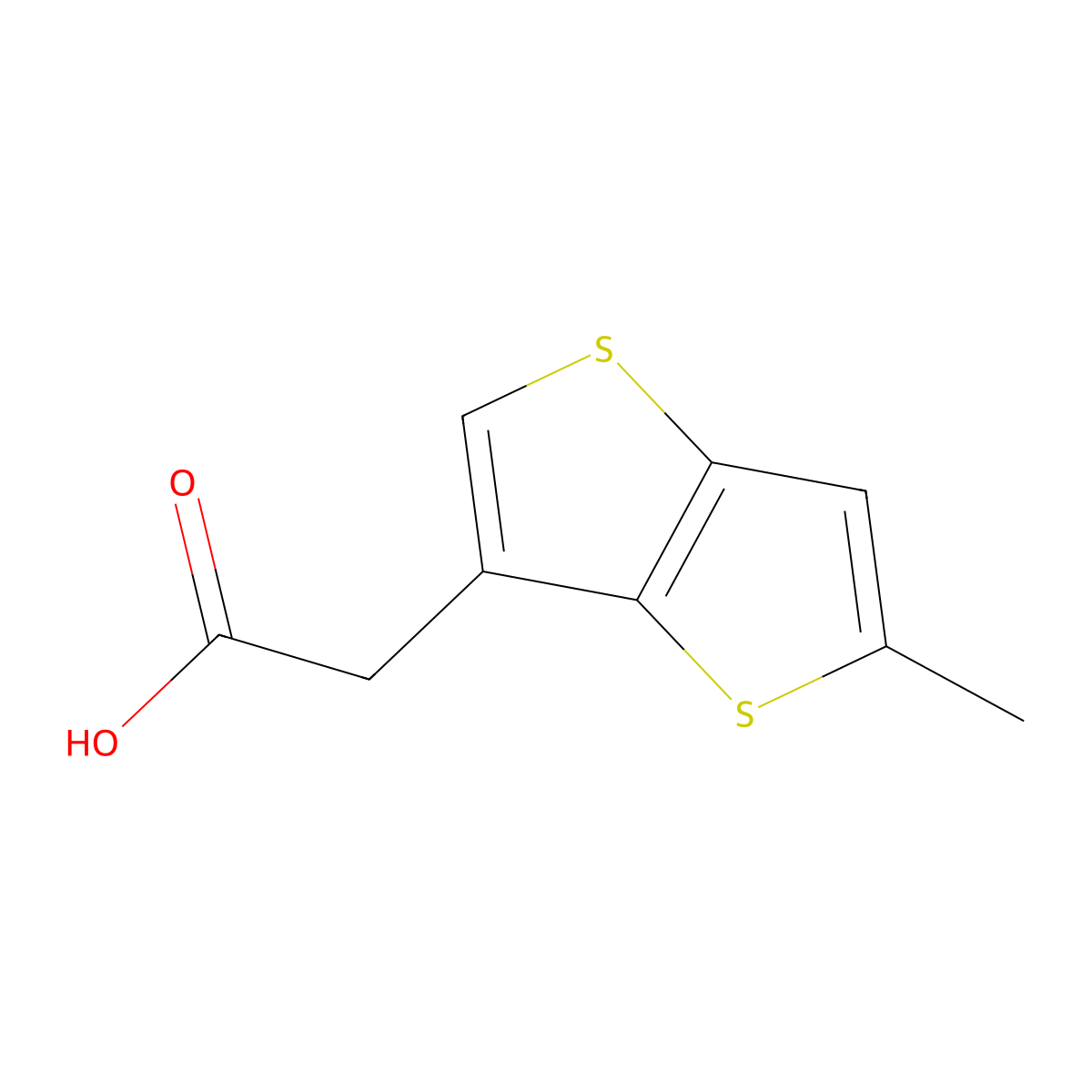 2-{5-Methylthieno[3,2-b]thiophen-3-yl}acetic acid molecular structure, CAS 85504-42-3
