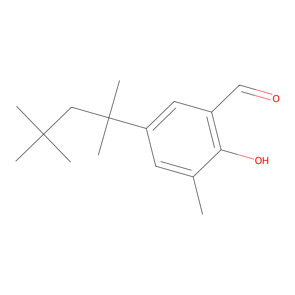 Benzaldehyde, 2-hydroxy-3-methyl-5-(1,1,3,3-tetramethylbutyl)- molecular structure, CAS 855155-28-1