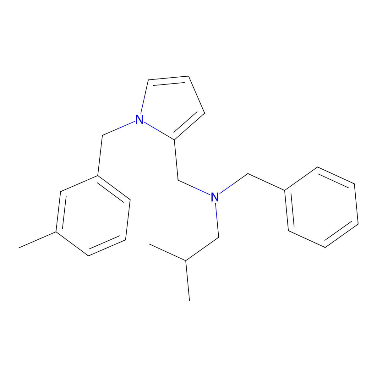 Benzyl({1-[(3-methylphenyl)methyl]-1H-pyrrol-2-YL}methyl)(2-methylpropyl)amine molecular structure, CAS 855198-29-7
