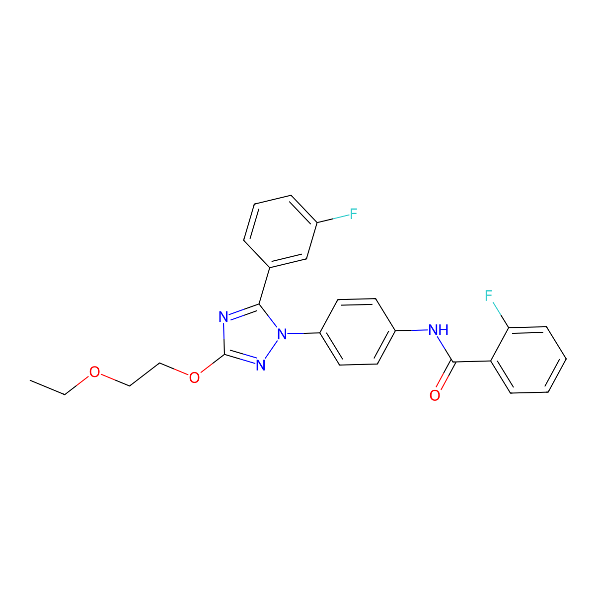 N-[4-[3-(2-Ethoxyethoxy)-5-(3-fluorophenyl)-1H-1,2,4-triazol-1-yl]phenyl]-2-fluorobenzamide molecular structure, CAS 855207-64-6