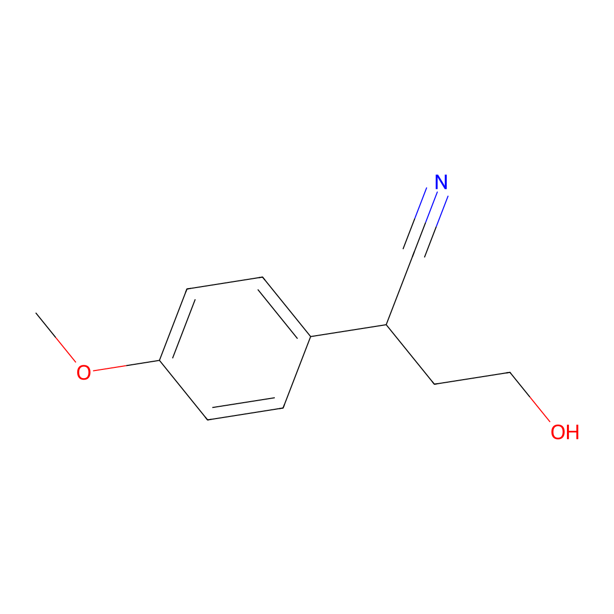 4-Hydroxy-2-(4-methoxyphenyl)butanenitrile molecular structure, CAS 855222-19-4