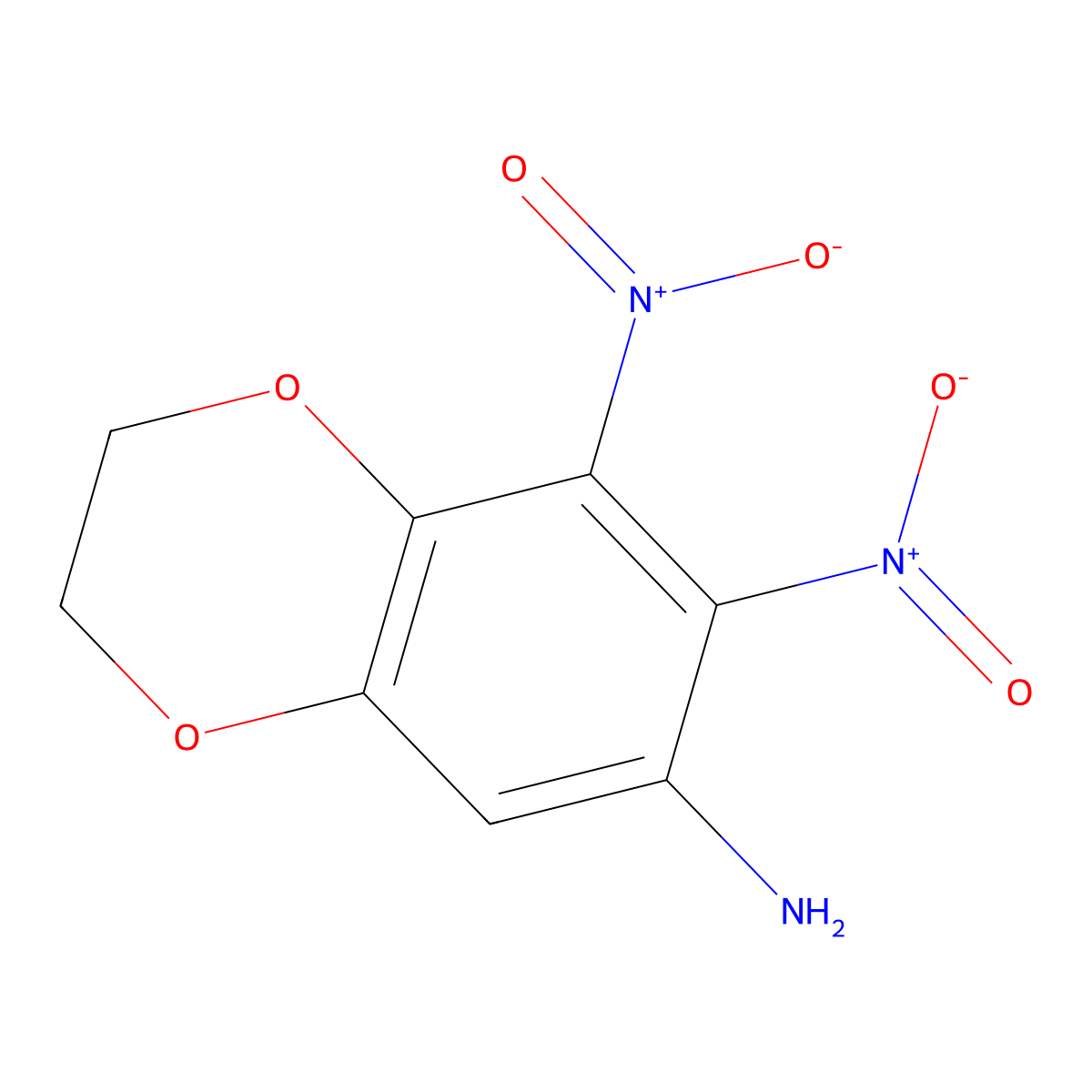 (7,8-Dinitro-2,3-dihydro-1,4-benzodioxin-6-yl)amine molecular structure, CAS 855222-38-7