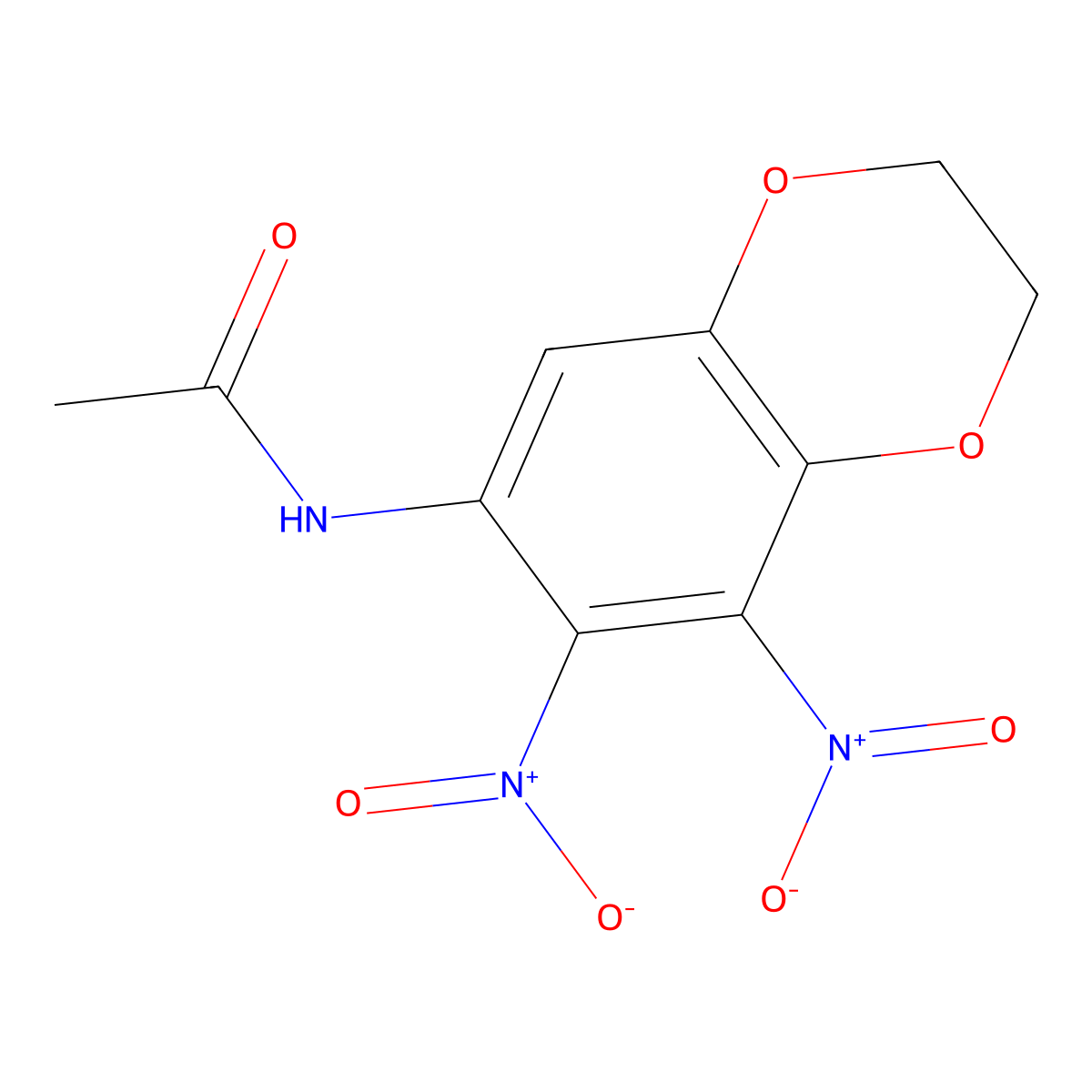 N-(7,8-dinitro-2,3-dihydro-1,4-benzodioxin-6-yl)acetamide molecular structure, CAS 855223-18-6
