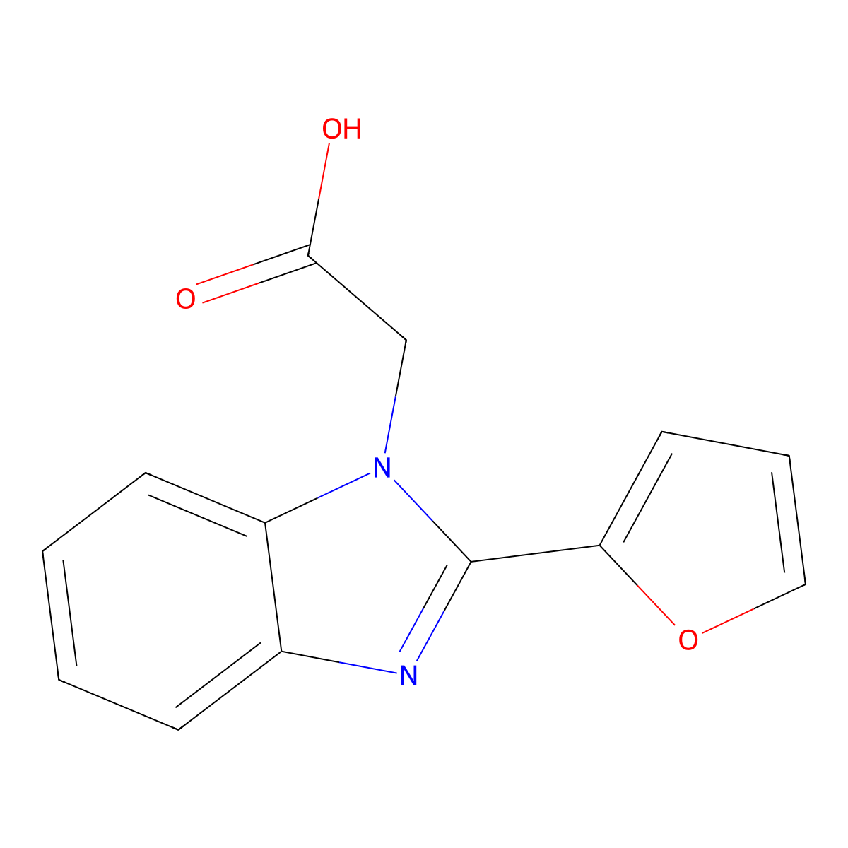 2-(2-(furan-2-yl)-1H-benzo[d]imidazol-1-yl)acetic acid molecular structure, CAS 855229-05-9