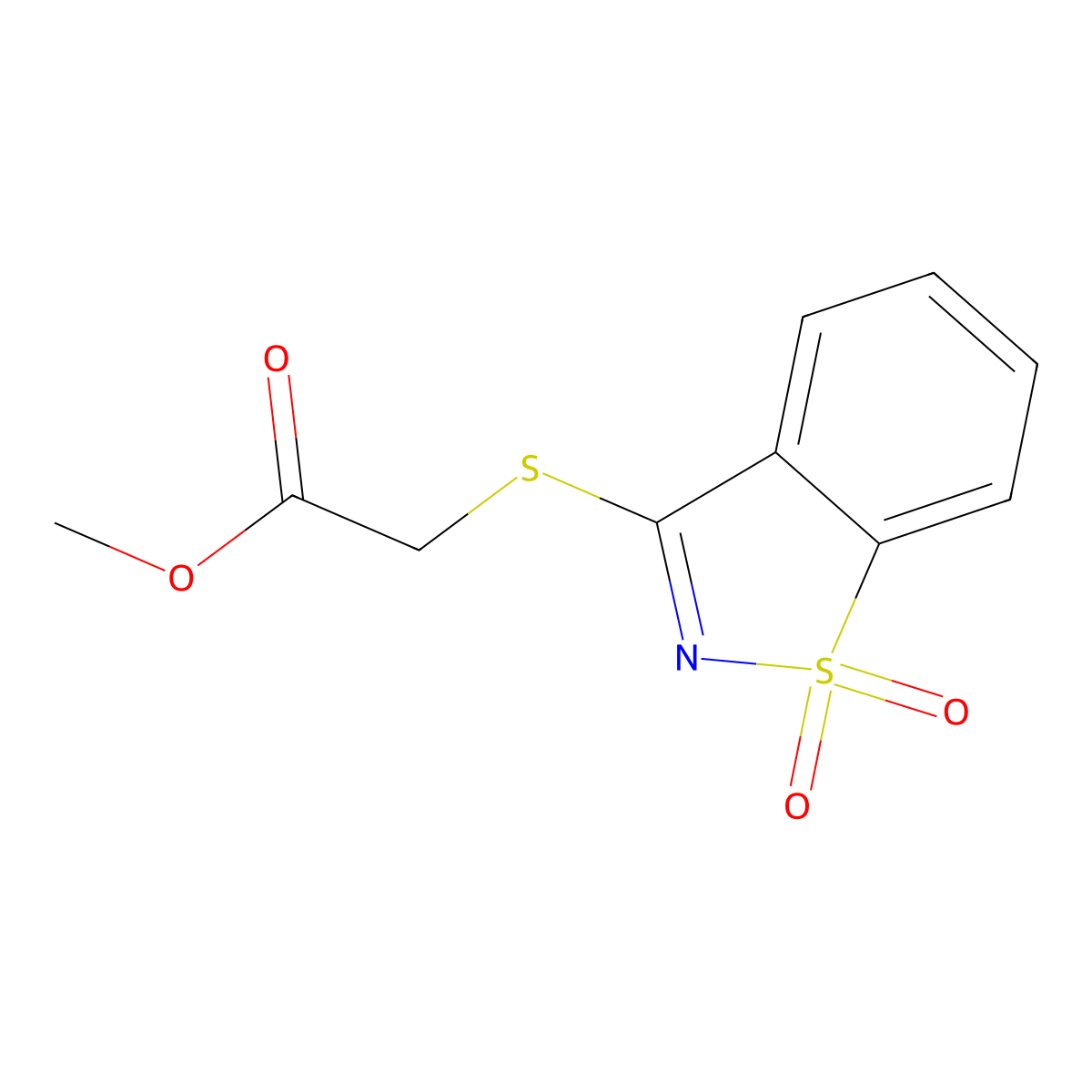 Methyl [(1,1-dioxido-1,2-benzothiazol-3-yl)sulfanyl]acetate molecular structure, CAS 85524-16-9