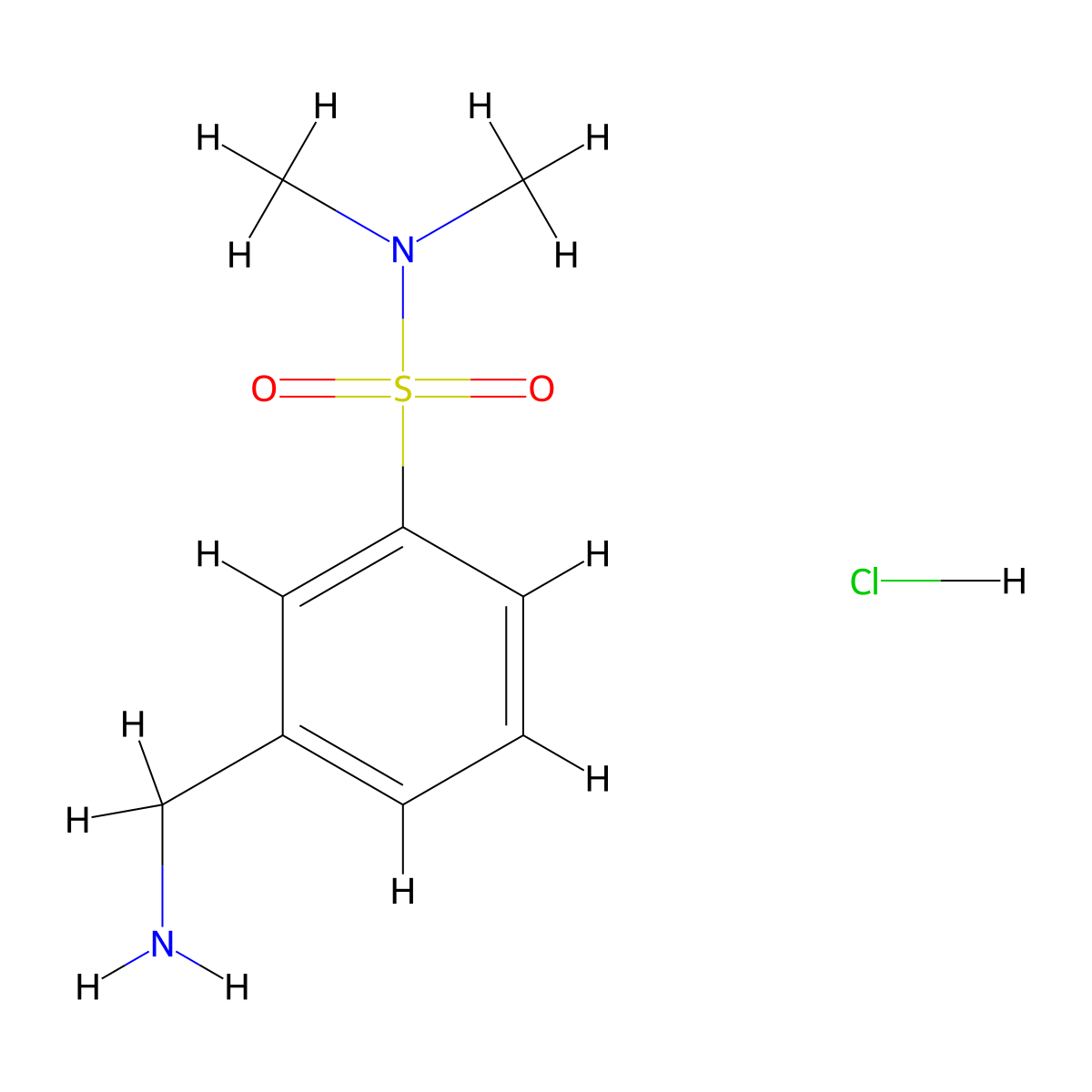 3-(aminomethyl)-N,N-dimethylbenzene-1-sulfonamide hydrochloride molecular structure, CAS 855249-83-1