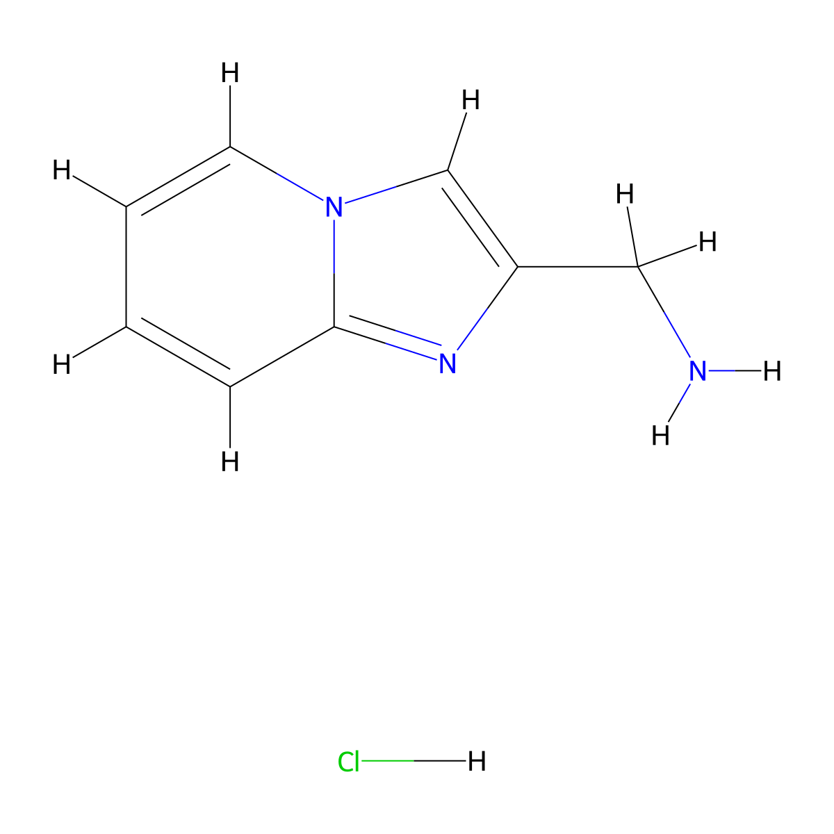 Imidazo[1,2-a]pyridin-2-ylmethanamine hydrochloride molecular structure, CAS 855250-24-7