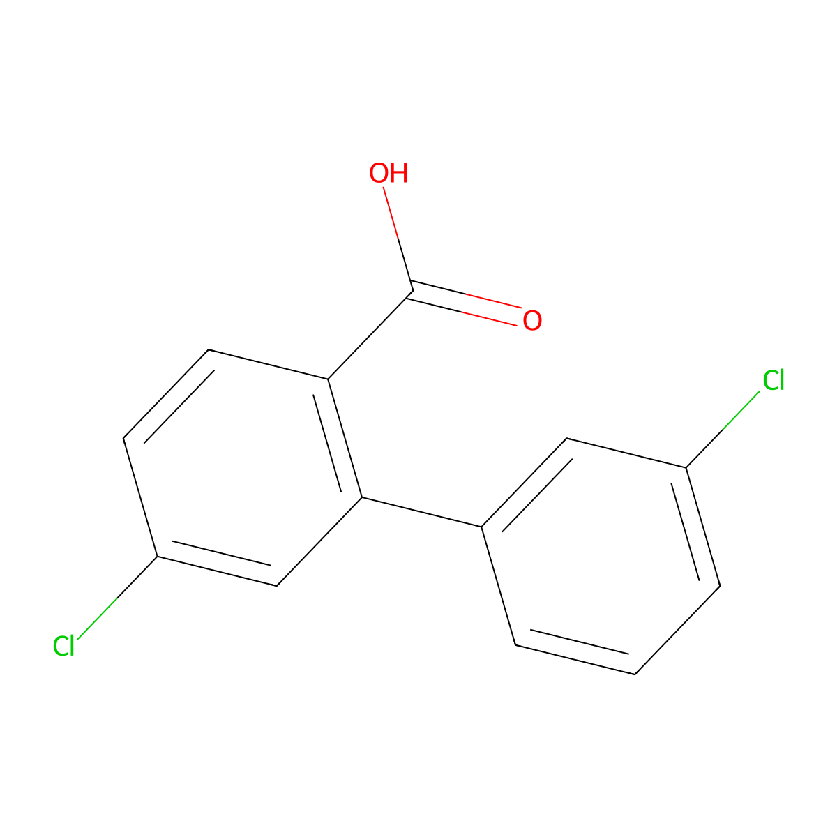 4-Chloro-2-(3-chlorophenyl)benzoic acid molecular structure, CAS 855255-56-0