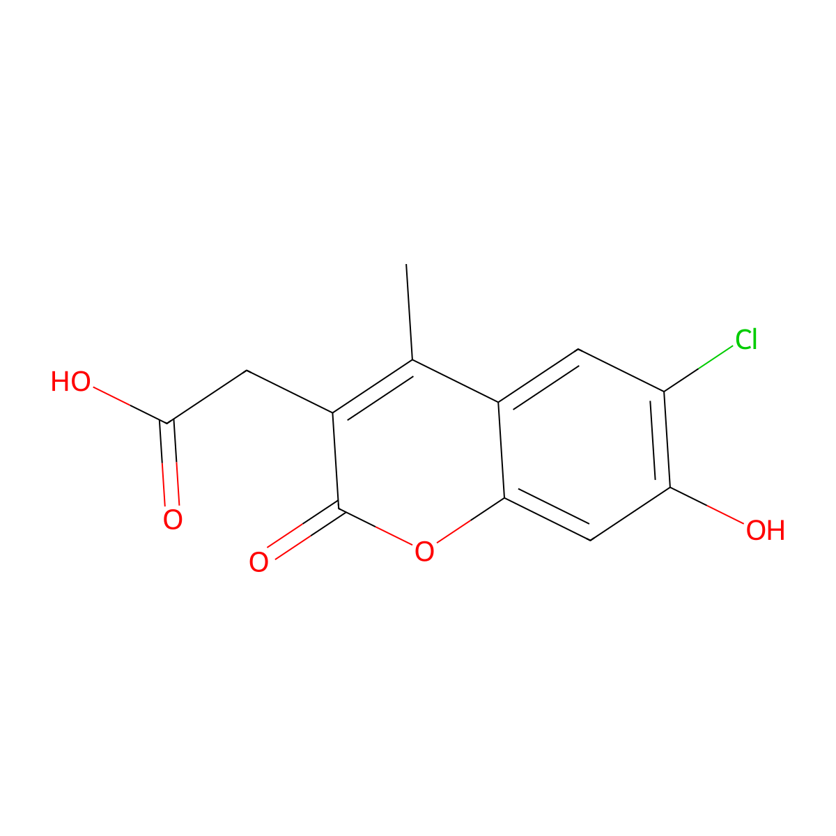 2-(6-chloro-7-hydroxy-4-methyl-2-oxo-2H-chromen-3-yl)acetic acid molecular structure, CAS 855287-83-1