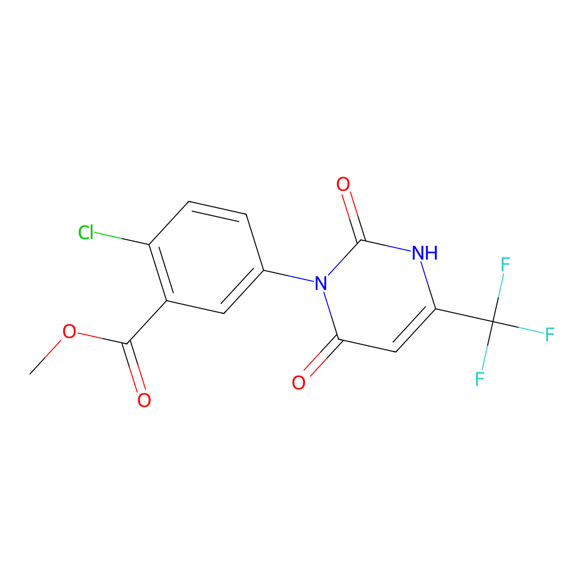 Methyl 2-chloro-5-(2,6-dioxo-4-(trifluoromethyl)-2,3-dihydropyrimidin-1(6H)-yl)benzoate molecular structure, CAS 855316-20-0