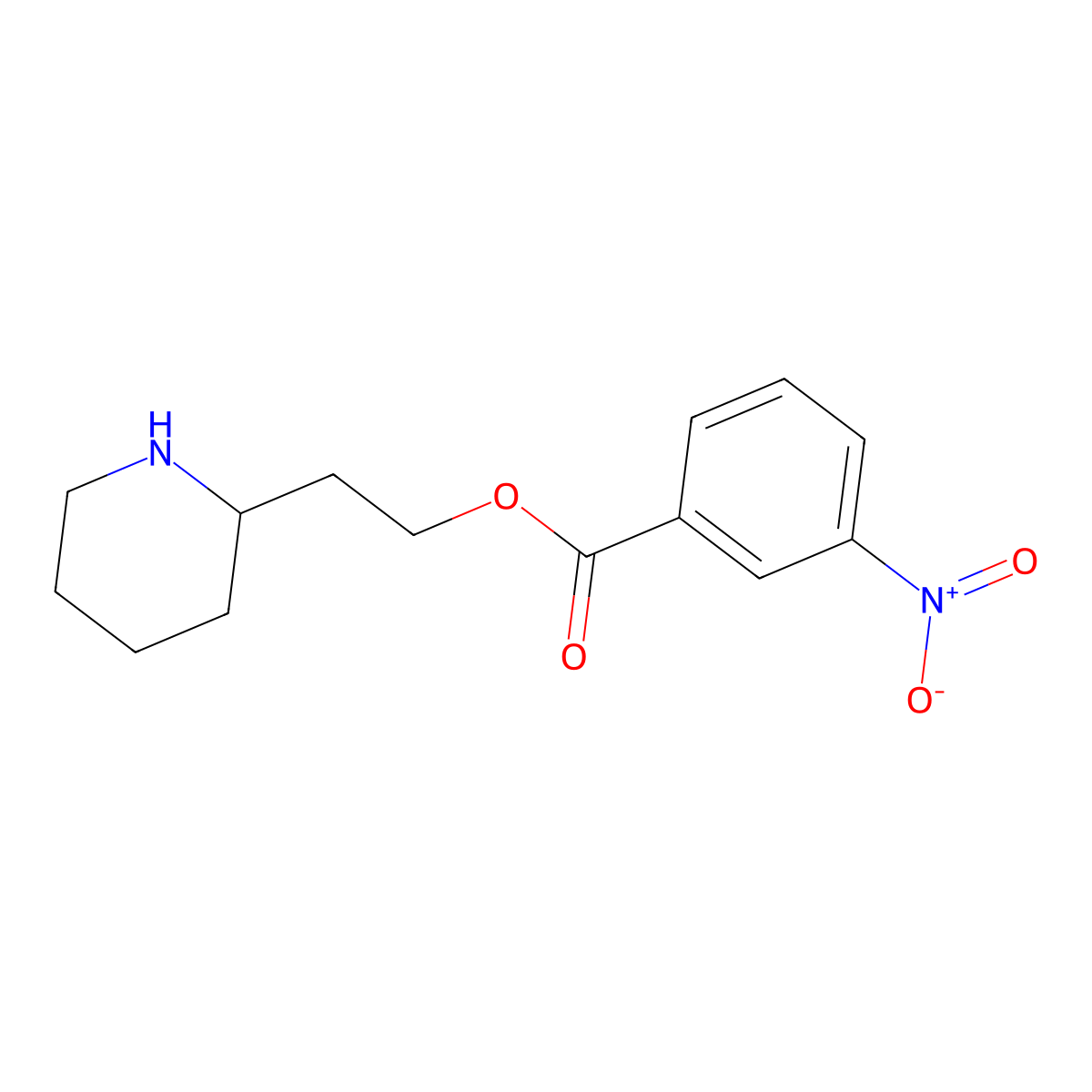 2-(Piperidin-2-yl)ethyl 3-nitrobenzoate molecular structure, CAS 855341-60-5