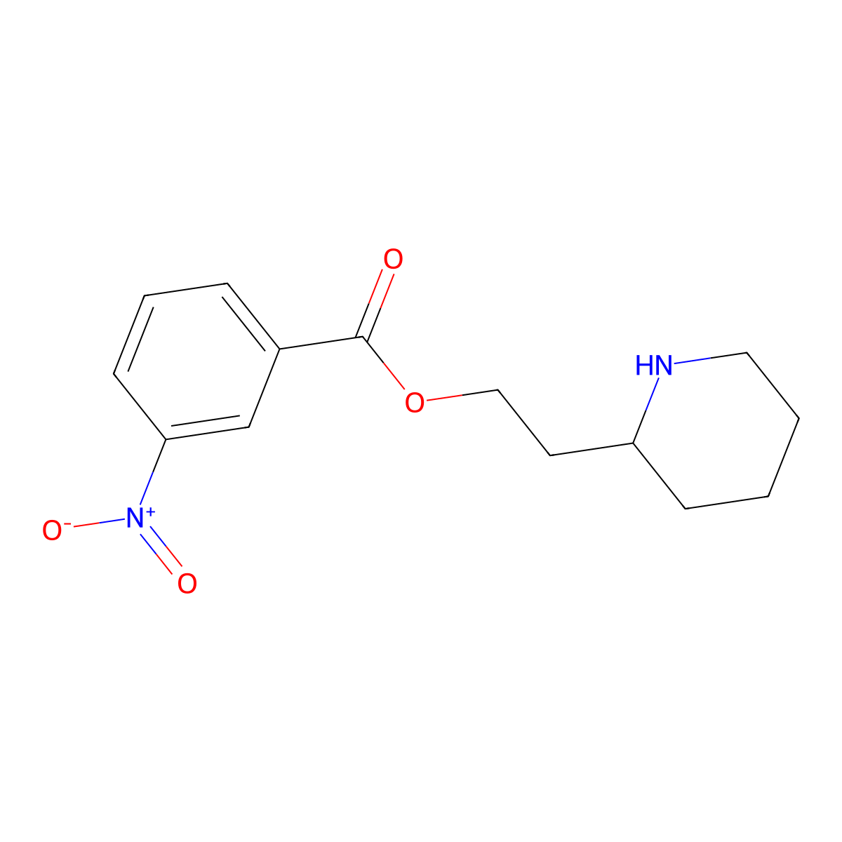 2-(Piperidin-2-yl)ethyl 3-nitrobenzoate molecular structure, CAS 855341-60-5