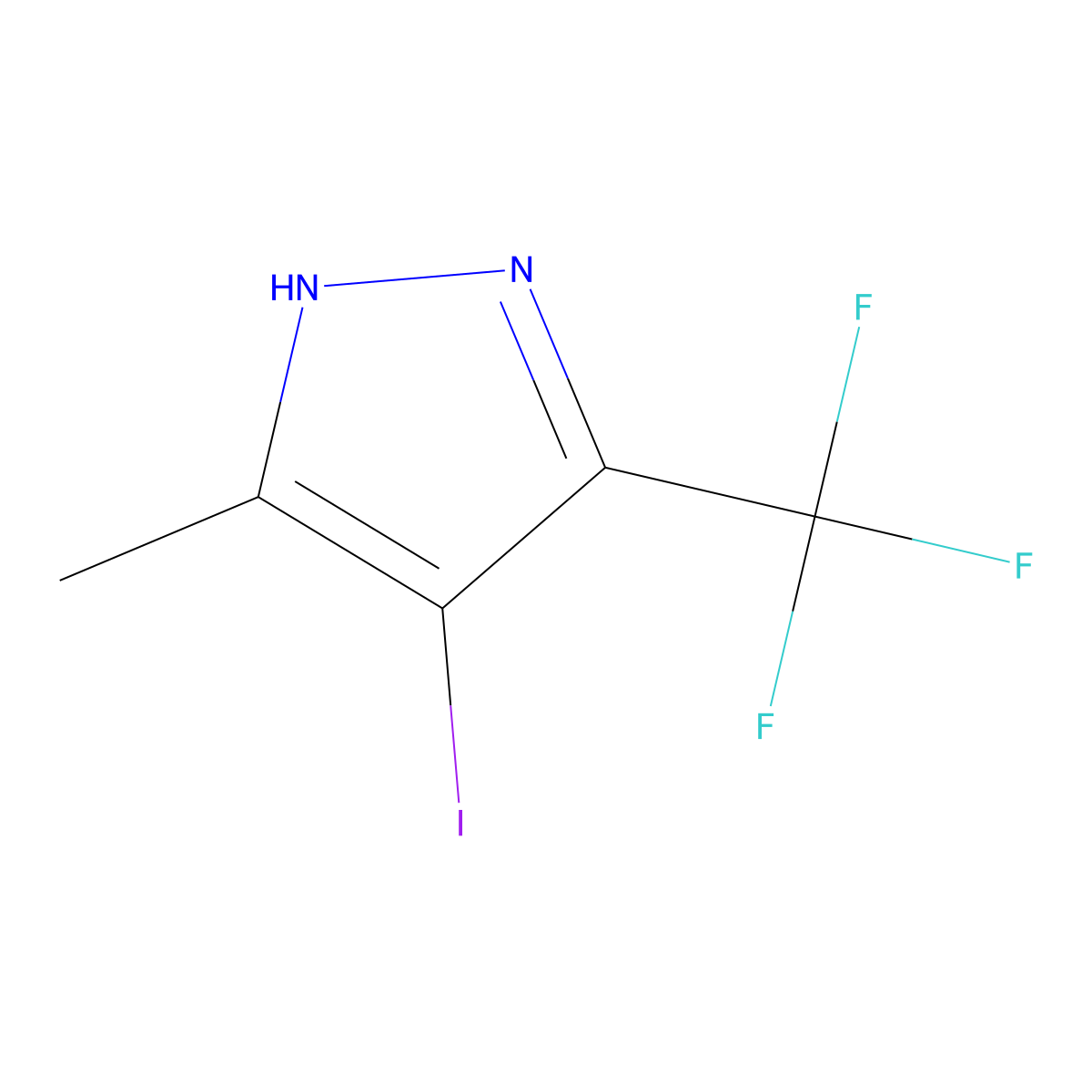 4-iodo-5-methyl-3-(trifluoromethyl)-1H-pyrazole molecular structure, CAS 855343-07-6
