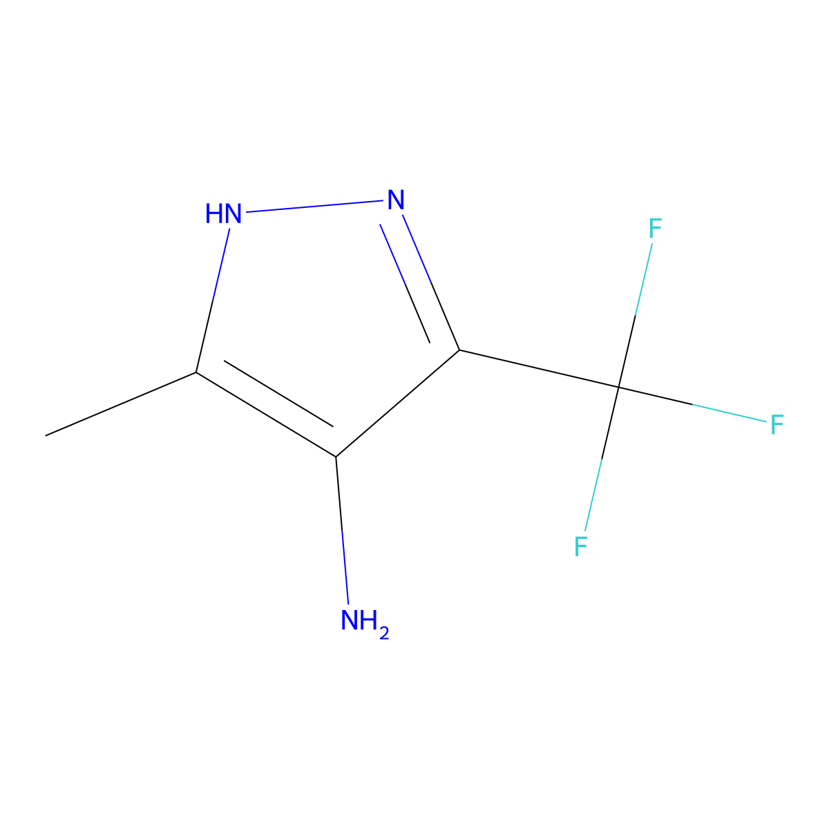 3-Methyl-5-(trifluoromethyl)-1H-pyrazol-4-amine molecular structure, CAS 855343-08-7